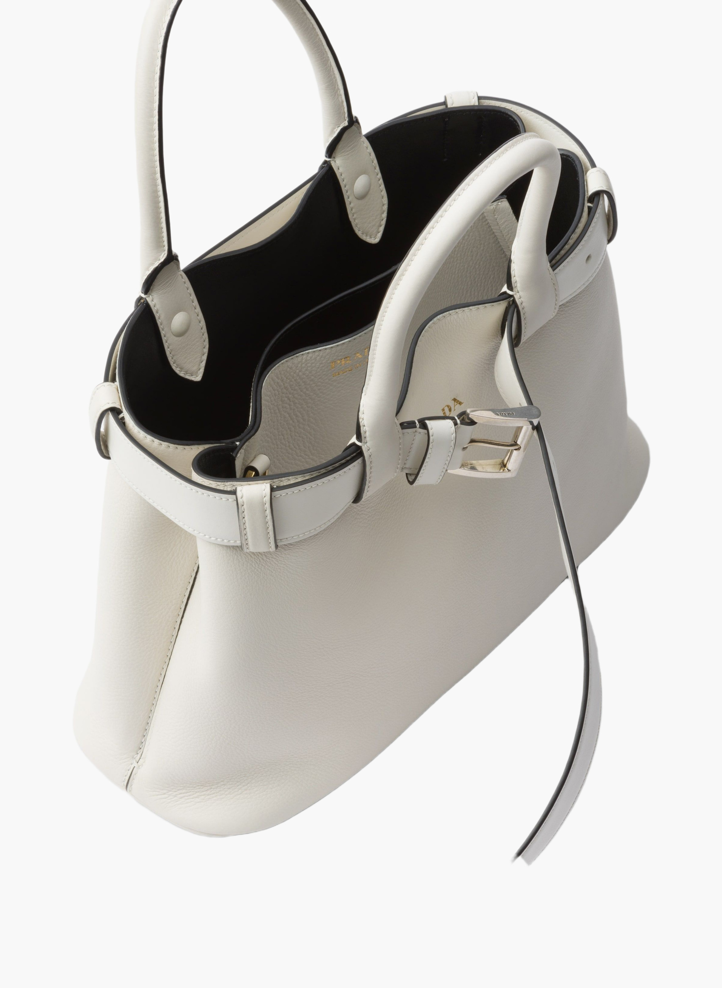 Petit sac à main prada buckle en cuir avec bandoul PRADA Blanc