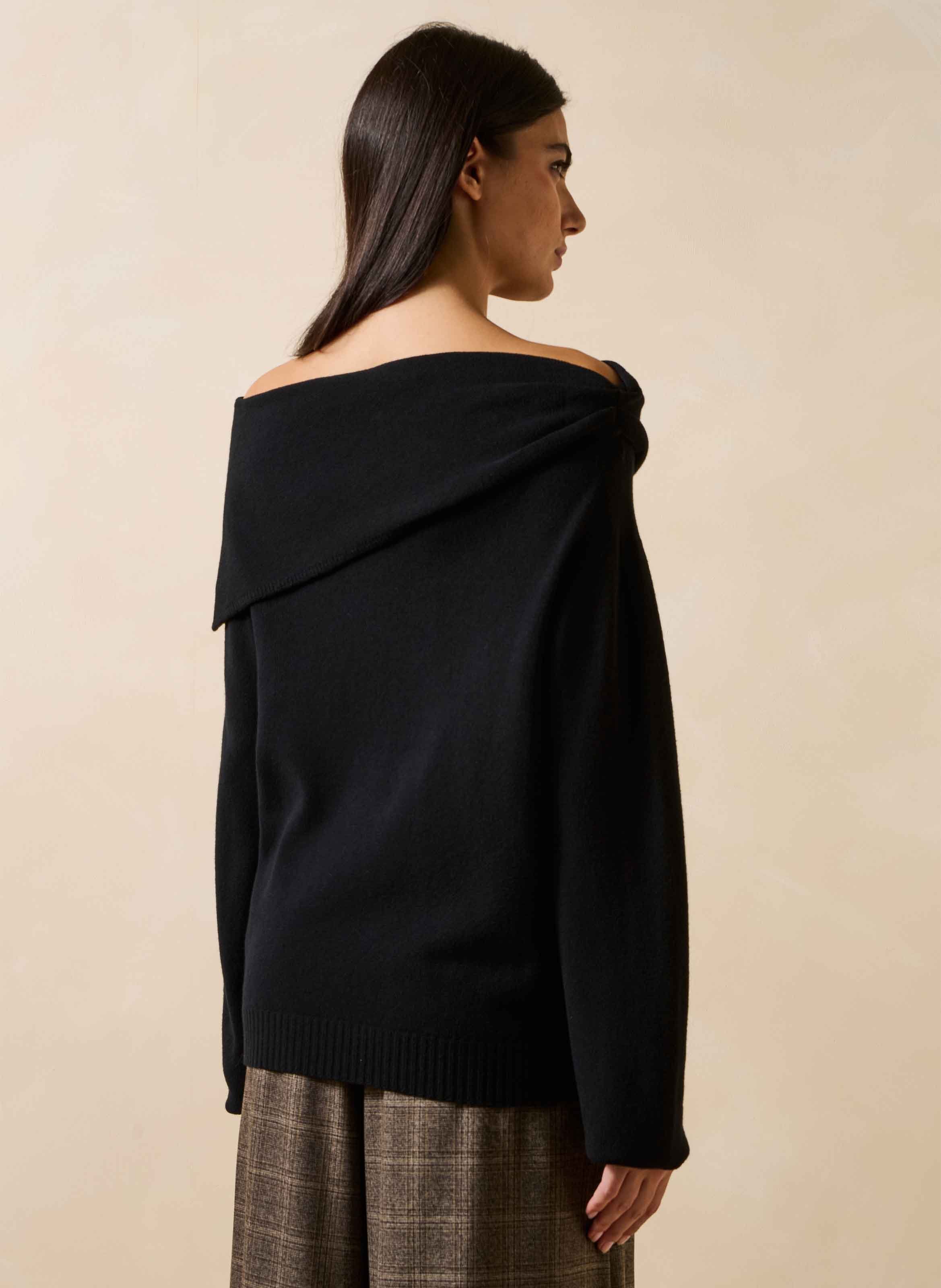 Oversized trui met gedrapeerde halslijn LA FEE MARABOUTEE Zwart