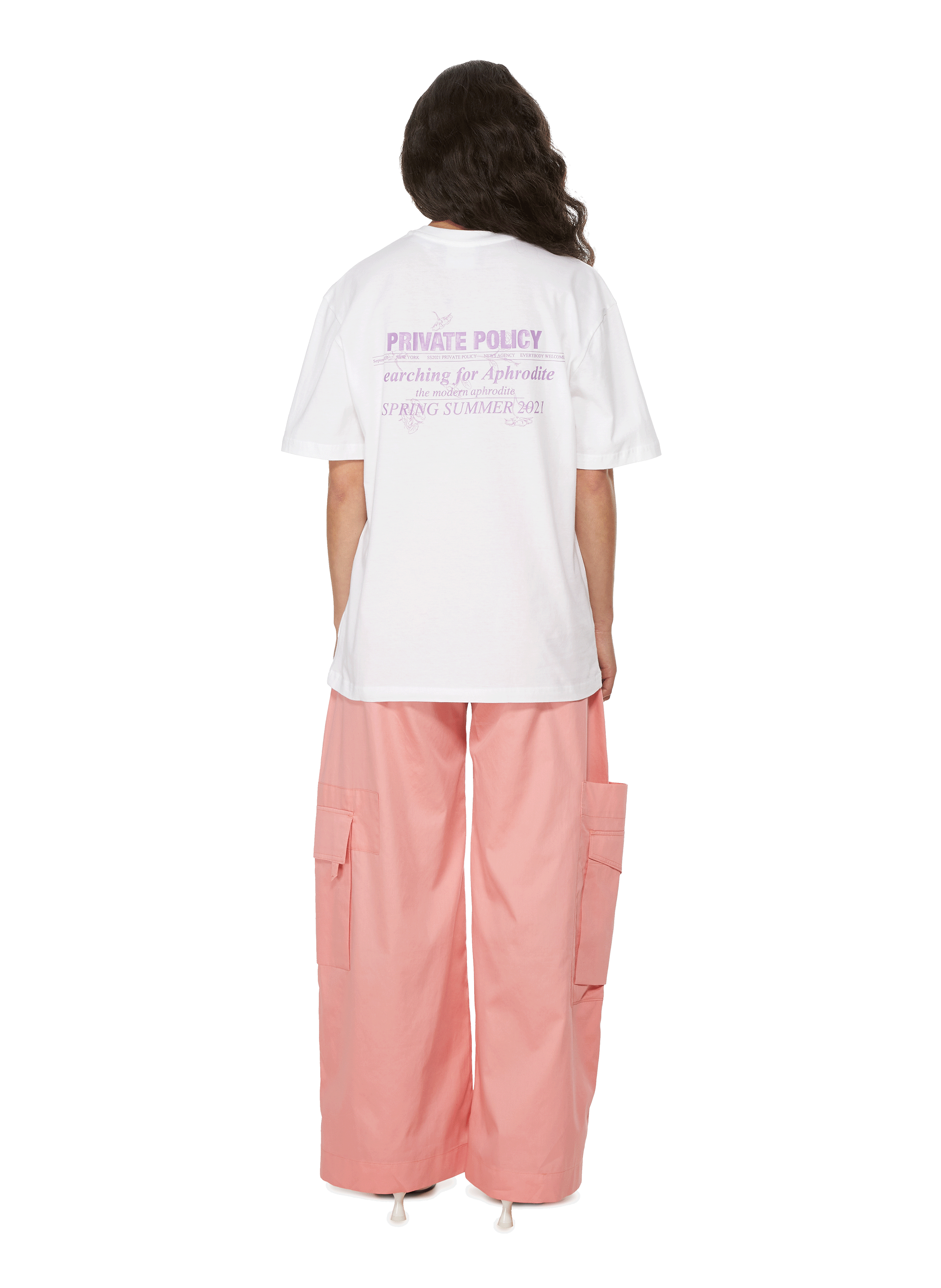 T-shirt Rose Logo PRIVATE POLICY Blanc