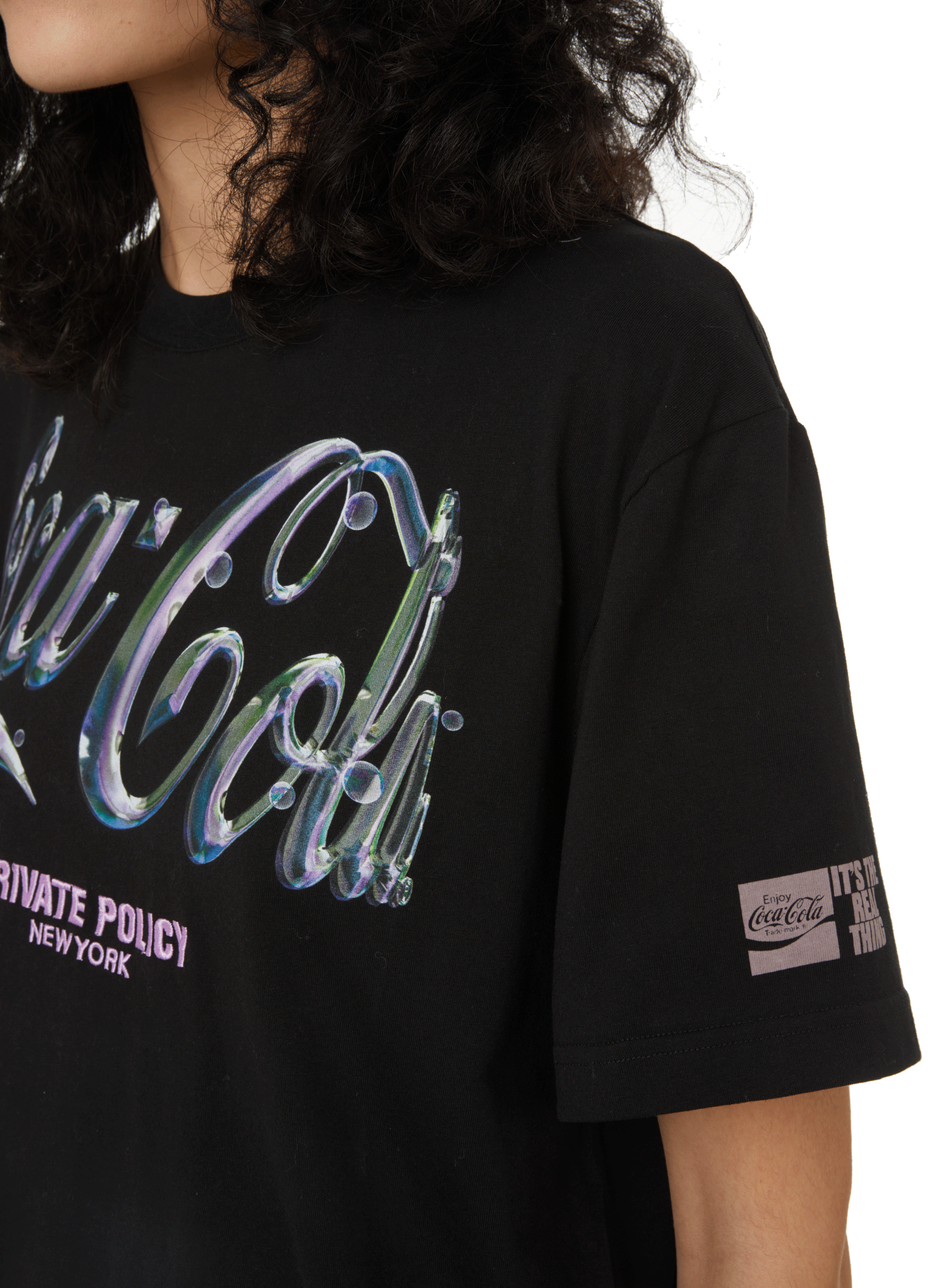 Printed cotton T-shirt PRIVATE POLICY Black