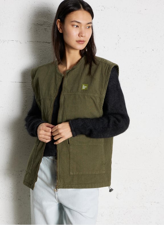 Veste sans manches zippée rygybay Vert by AMERICAN VINTAGE AMERICAN VINTAGE Veste sans manches zippée rygybay Vert