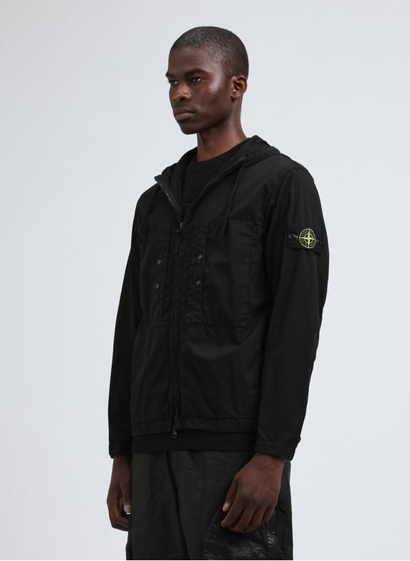 Veste à capuche en coton mélangé Noir by STONE ISLAND STONE ISLAND Veste à capuche en coton mélangé Noir