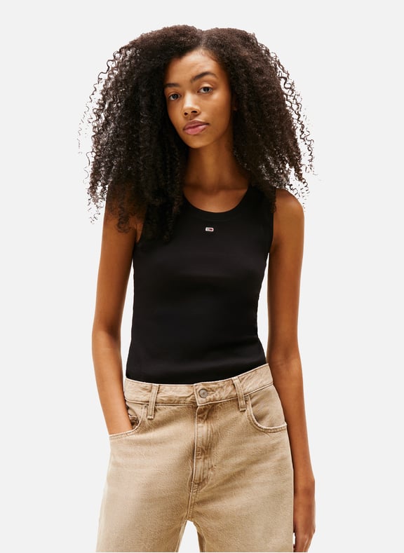 Top côtelé en coton Noir by TOMMY HILFIGER TOMMY HILFIGER Top côtelé en coton Noir
