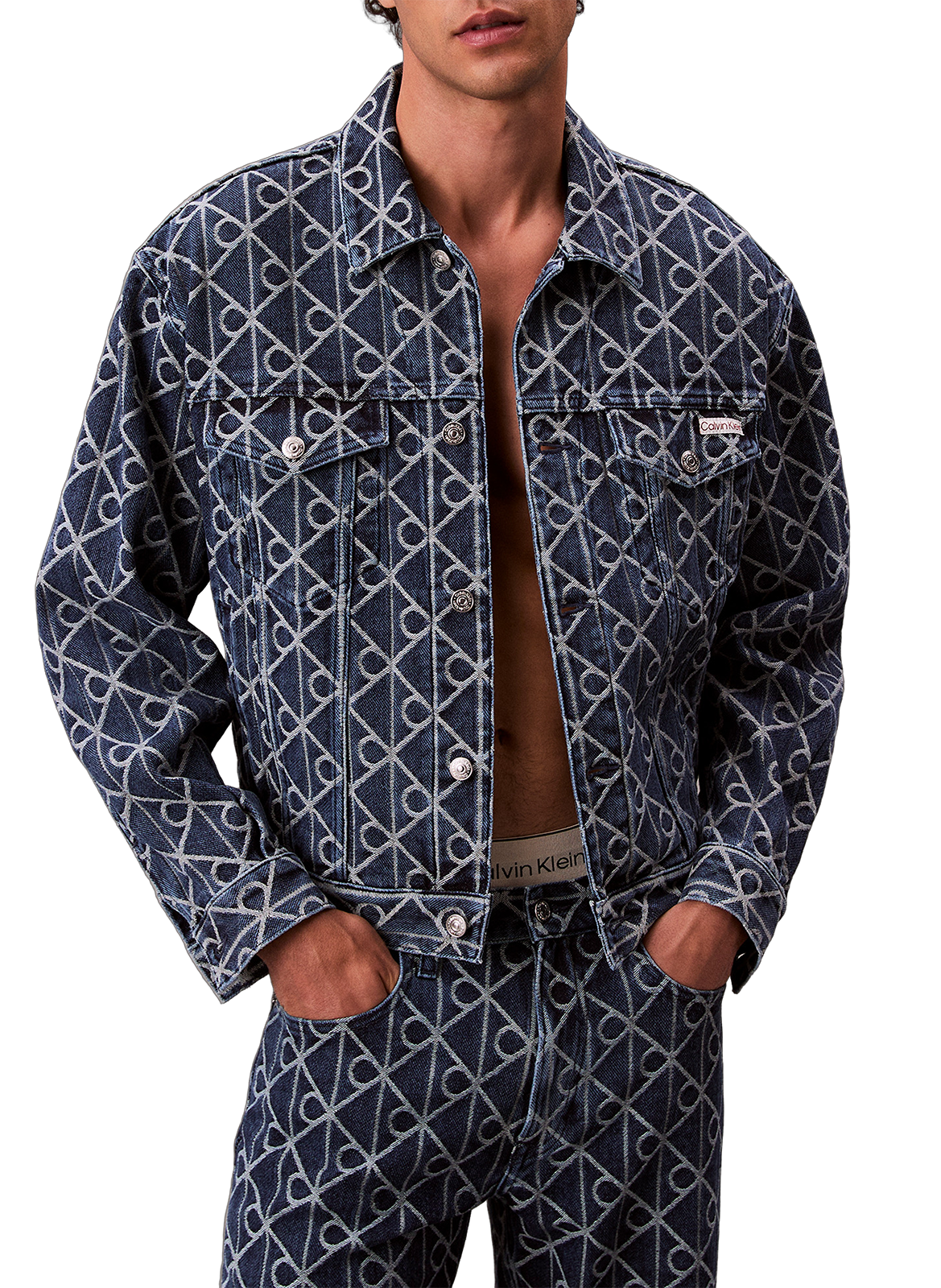 CALVIN KLEIN Veste en jean logotypé Bleu
