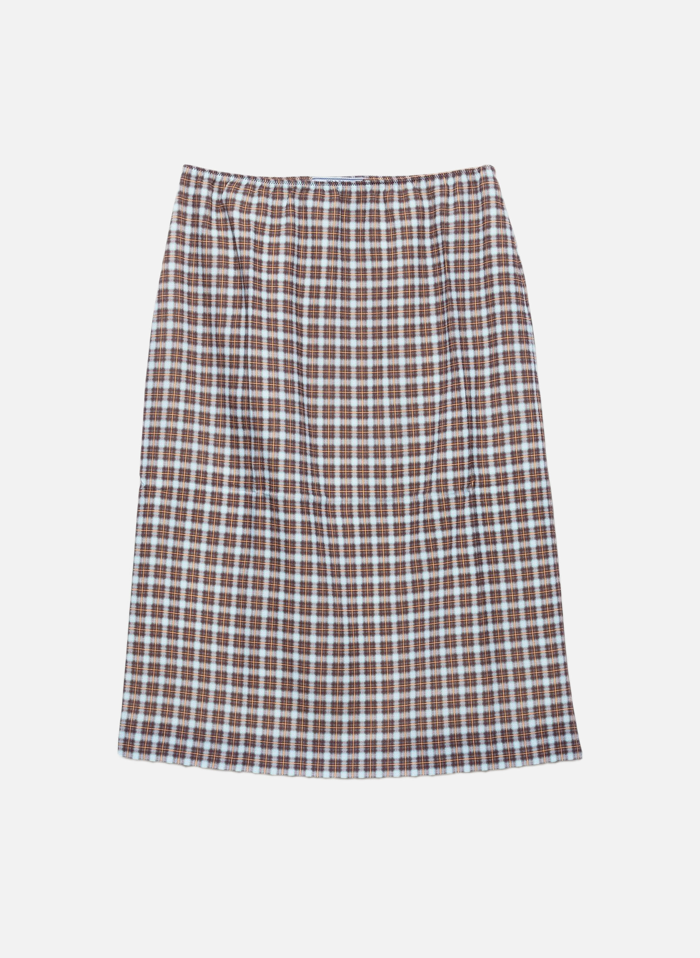 Jupe en georgette stretch à carreaux PRADA Bleu