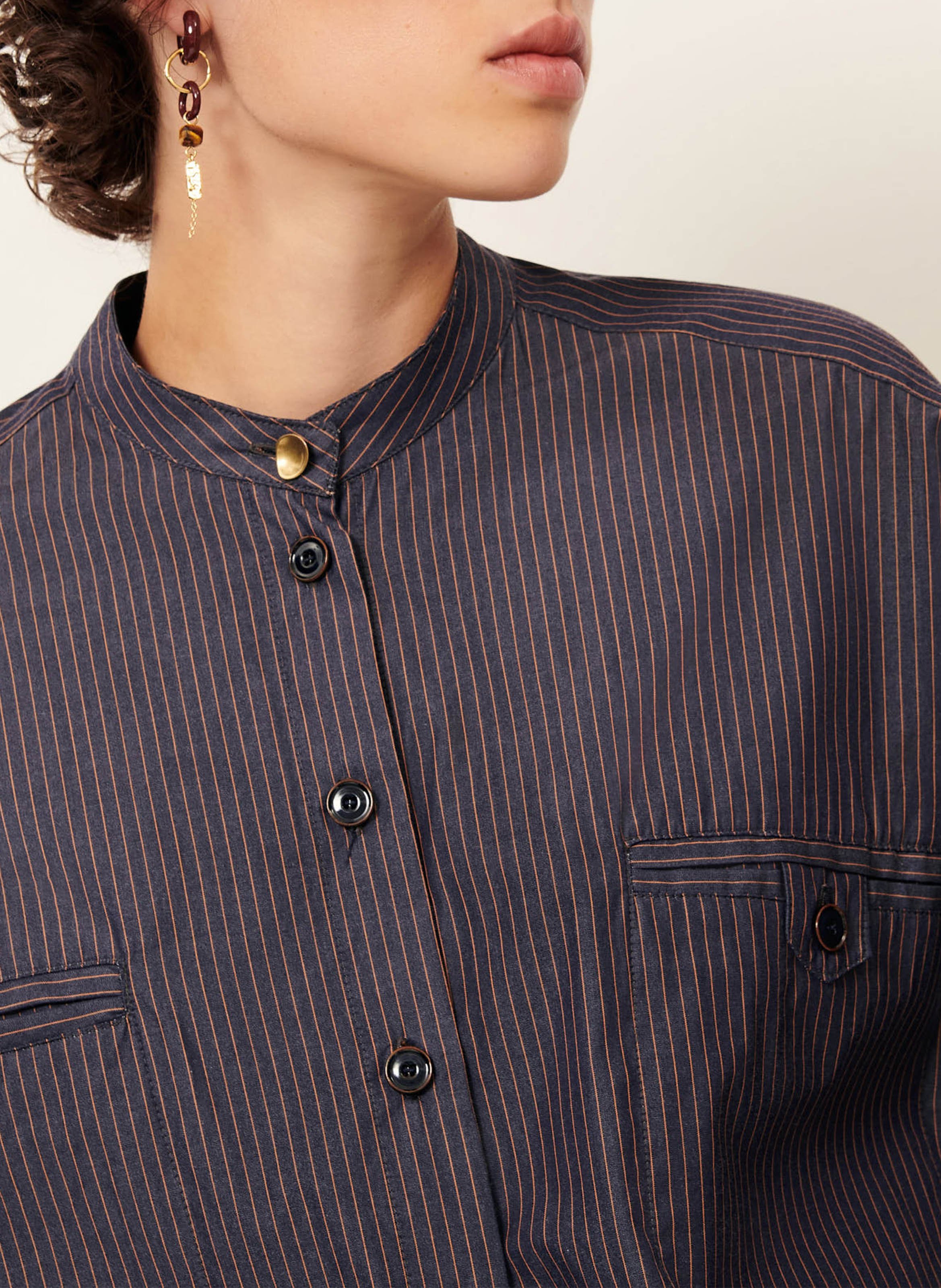 Chemise oversize en coton rayé orregia SESSUN Bleu