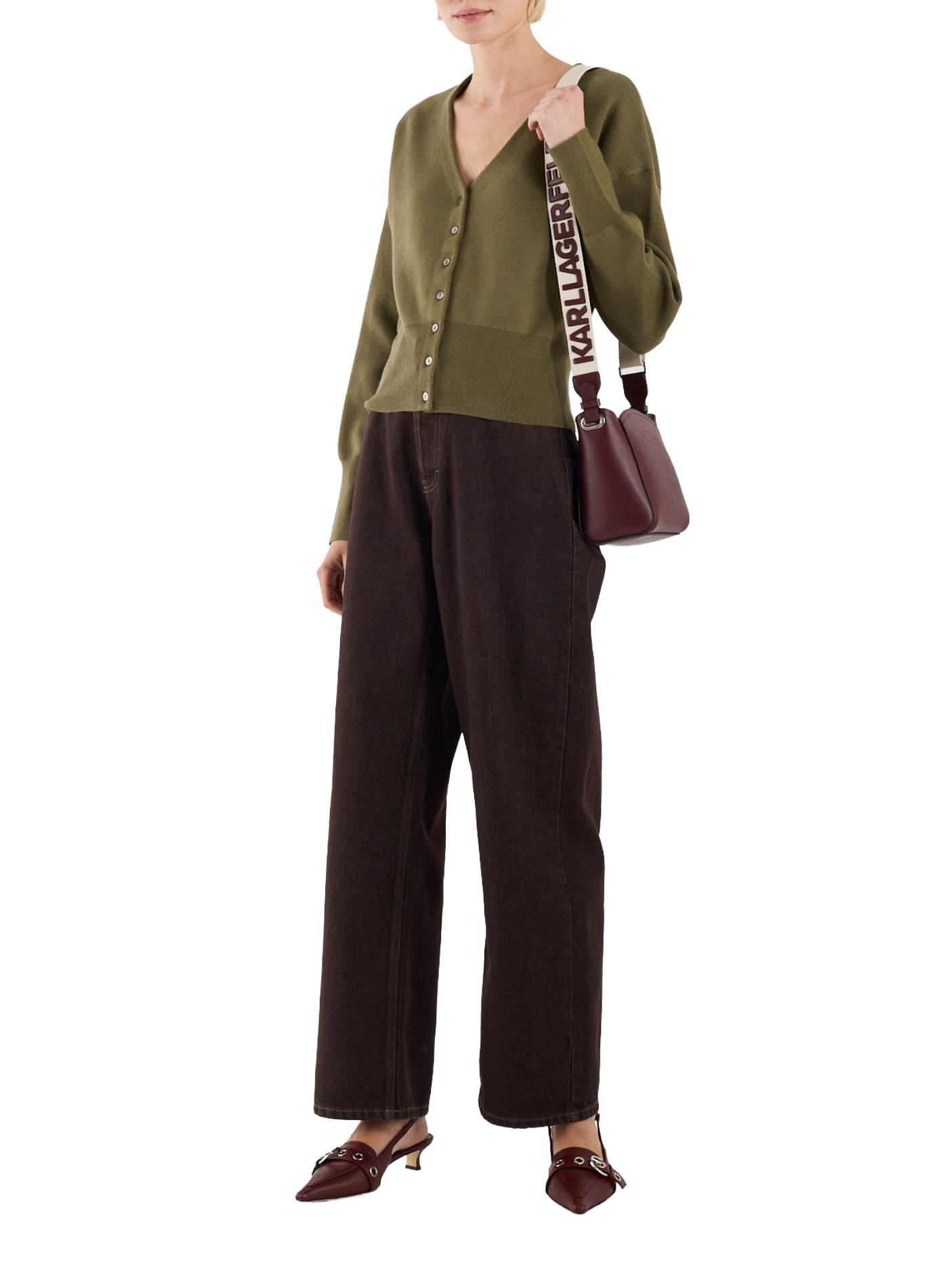 Cardigan cintré encolure V TOPSHOP Vert