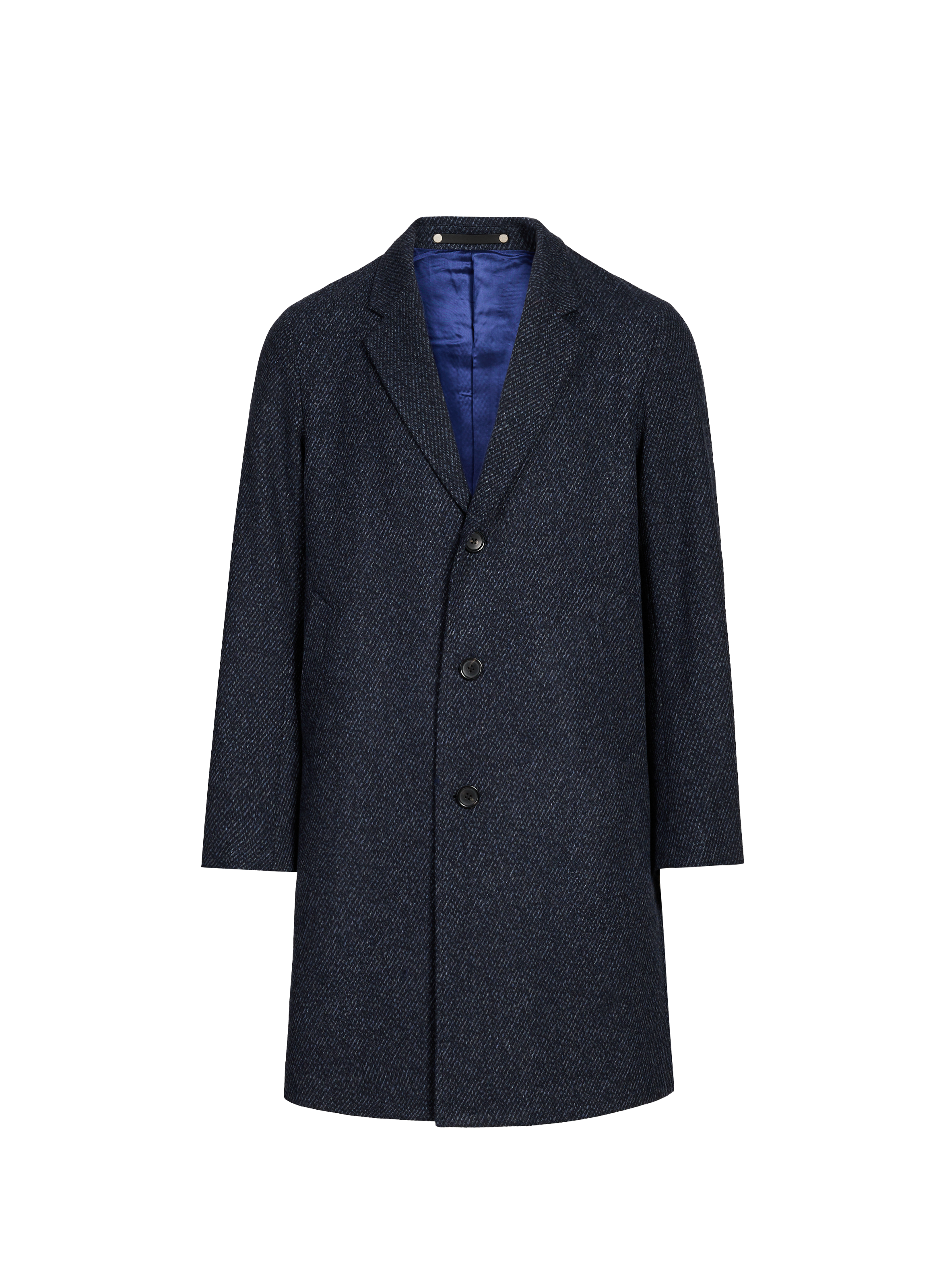 PAUL SMITH Manteau col tailleur en laine et cachemire mélangés Bleu