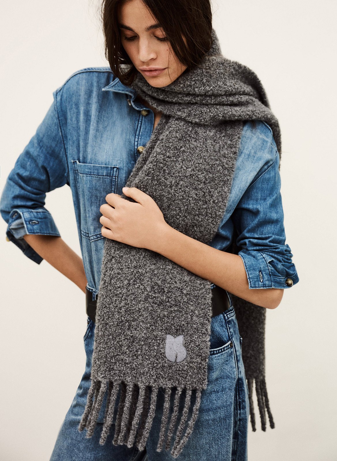 Echarpe en laine mélangée sasha BA&SH Noir