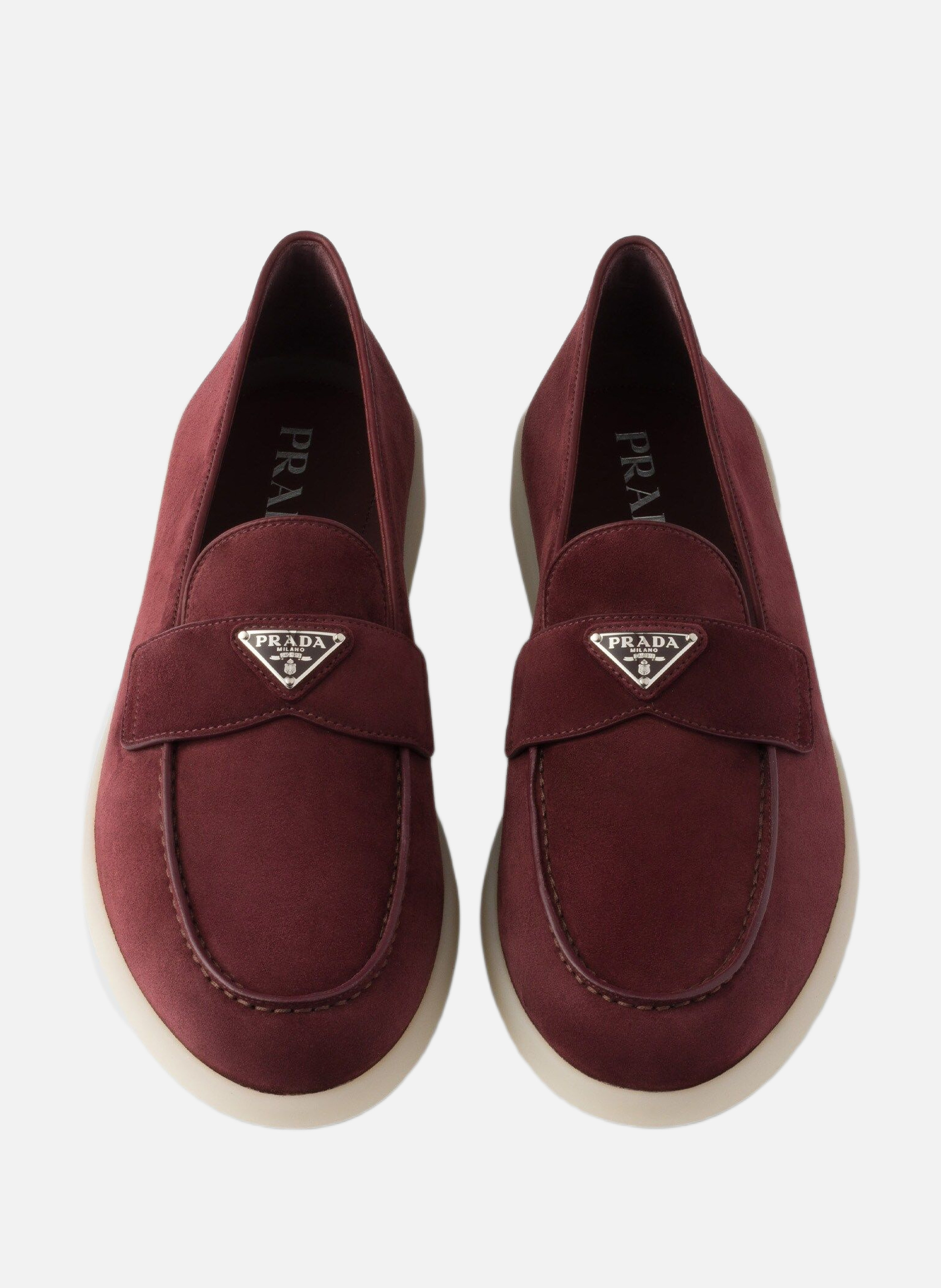 Mocassins en veau velours PRADA Rouge