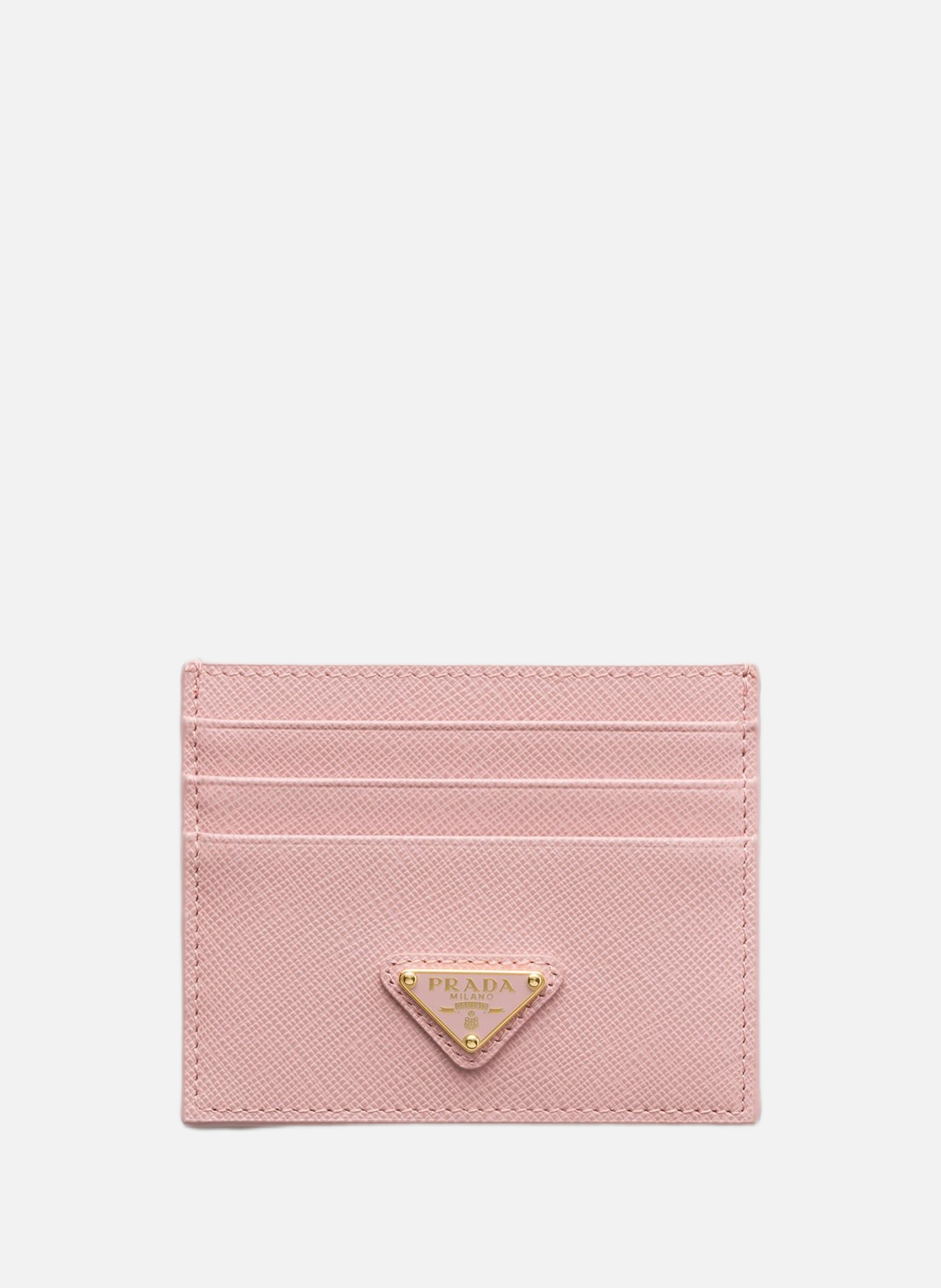 Porte-cartes en cuir saffiano PRADA Rose