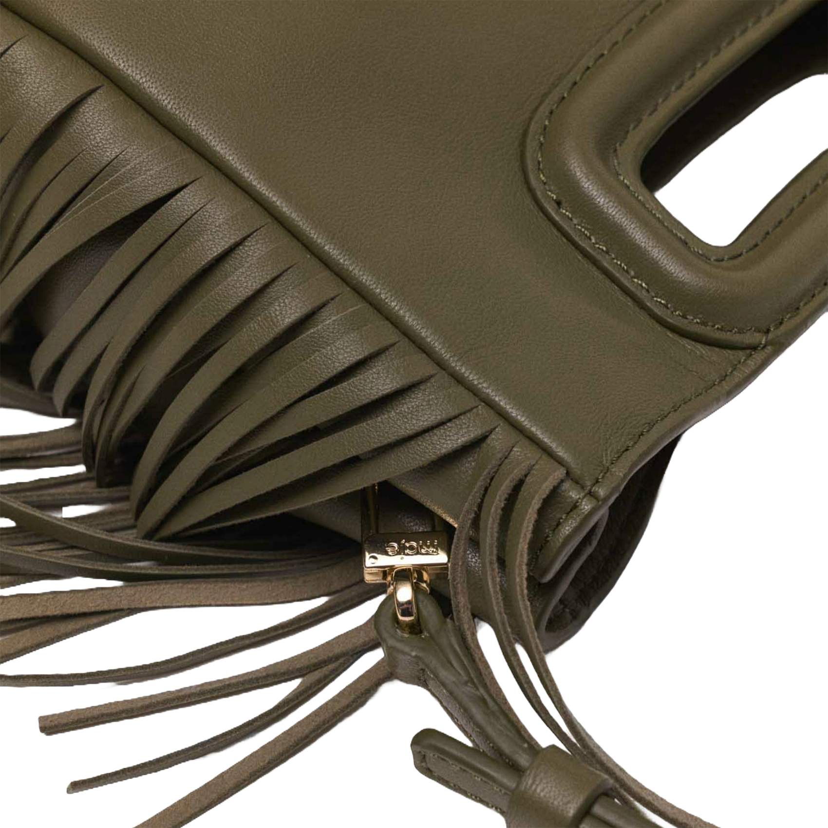 Sac bandoulière en cuir lisse m MAJE Kaki
