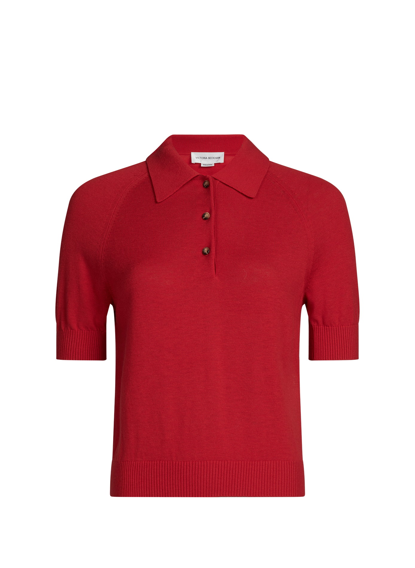 Merino wool polo neck T-shirt VICTORIA BECKHAM Red
