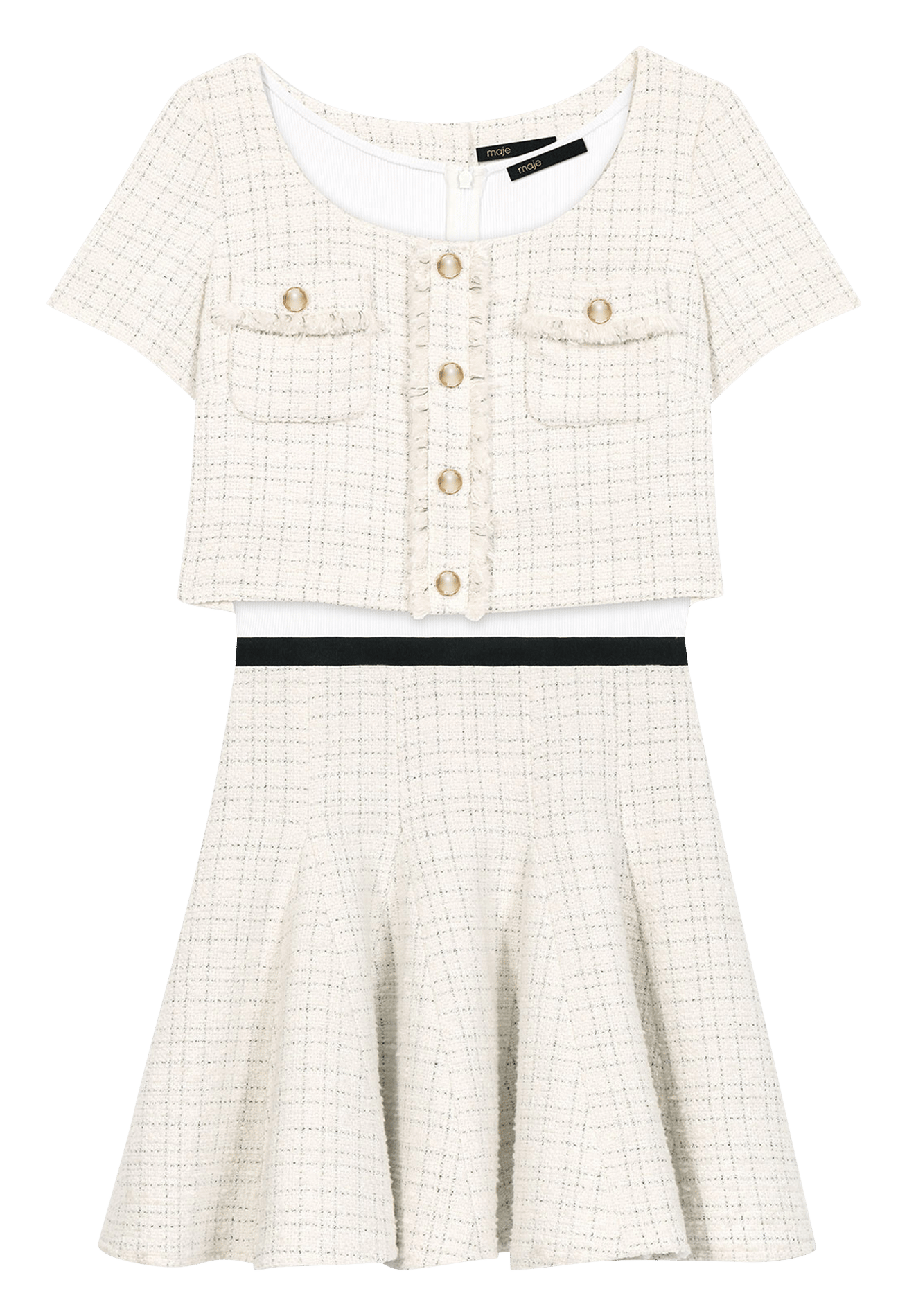 Robe 2-en-1 en tweed MAJE Beige