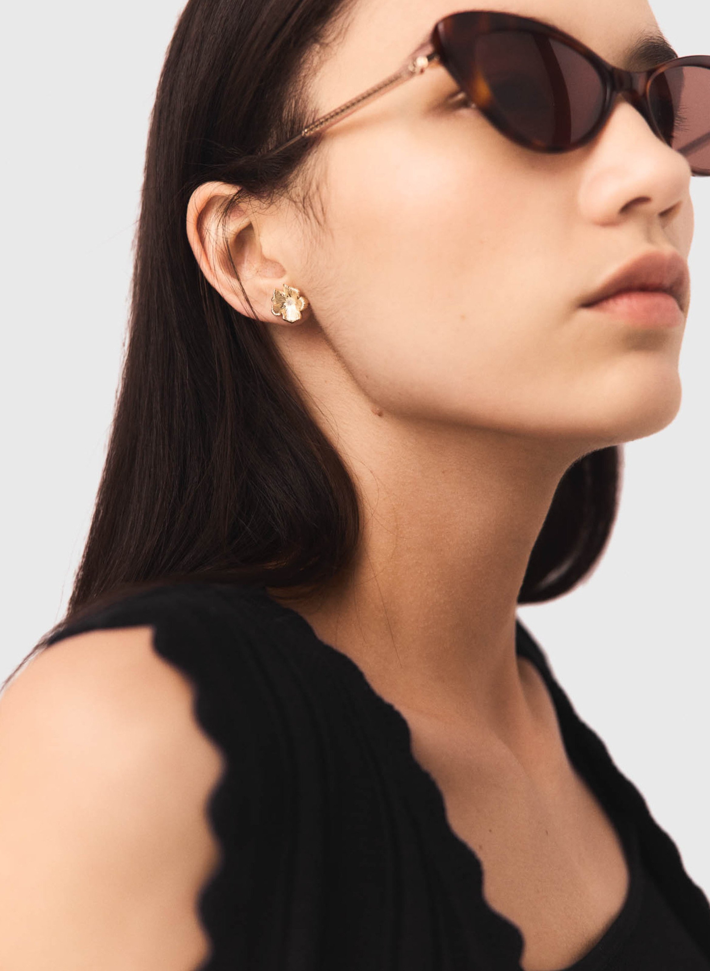 Boucles d'oreilles fleurs en laiton MAJE Doré