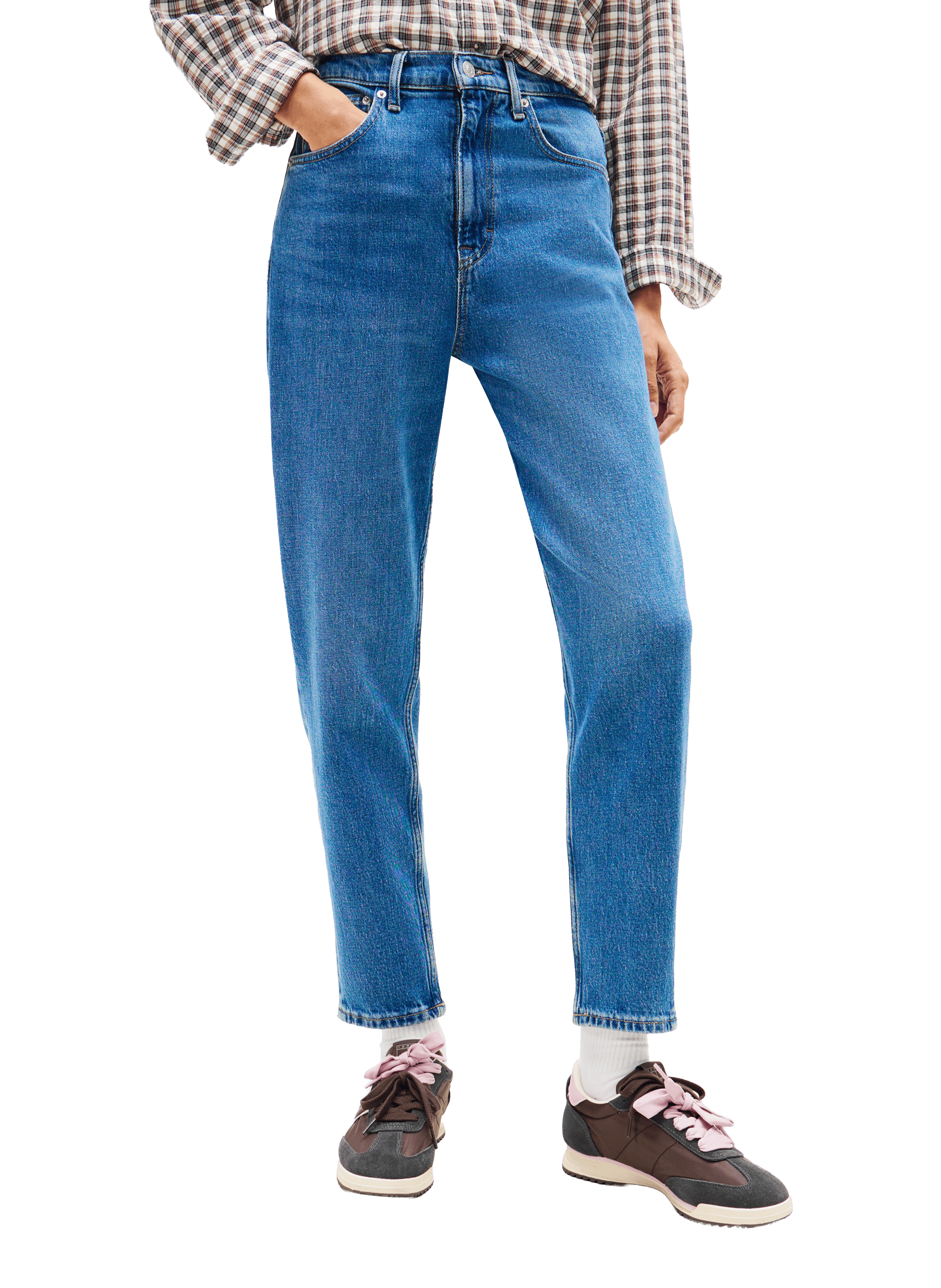 Jean droit en coton TOMMY HILFIGER Bleu