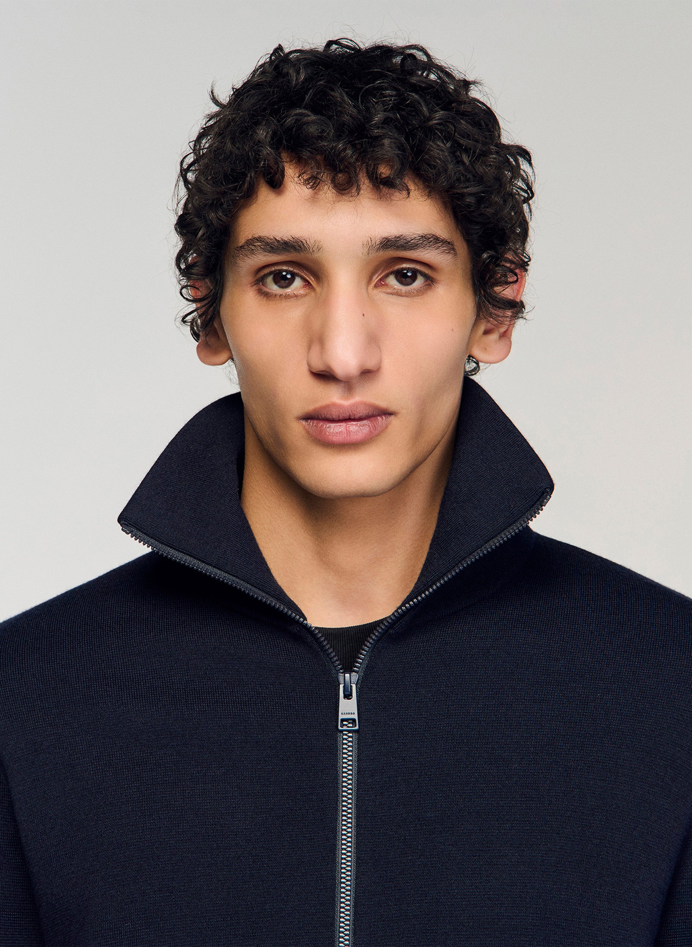 Gilet zippé en laine SANDRO Bleu