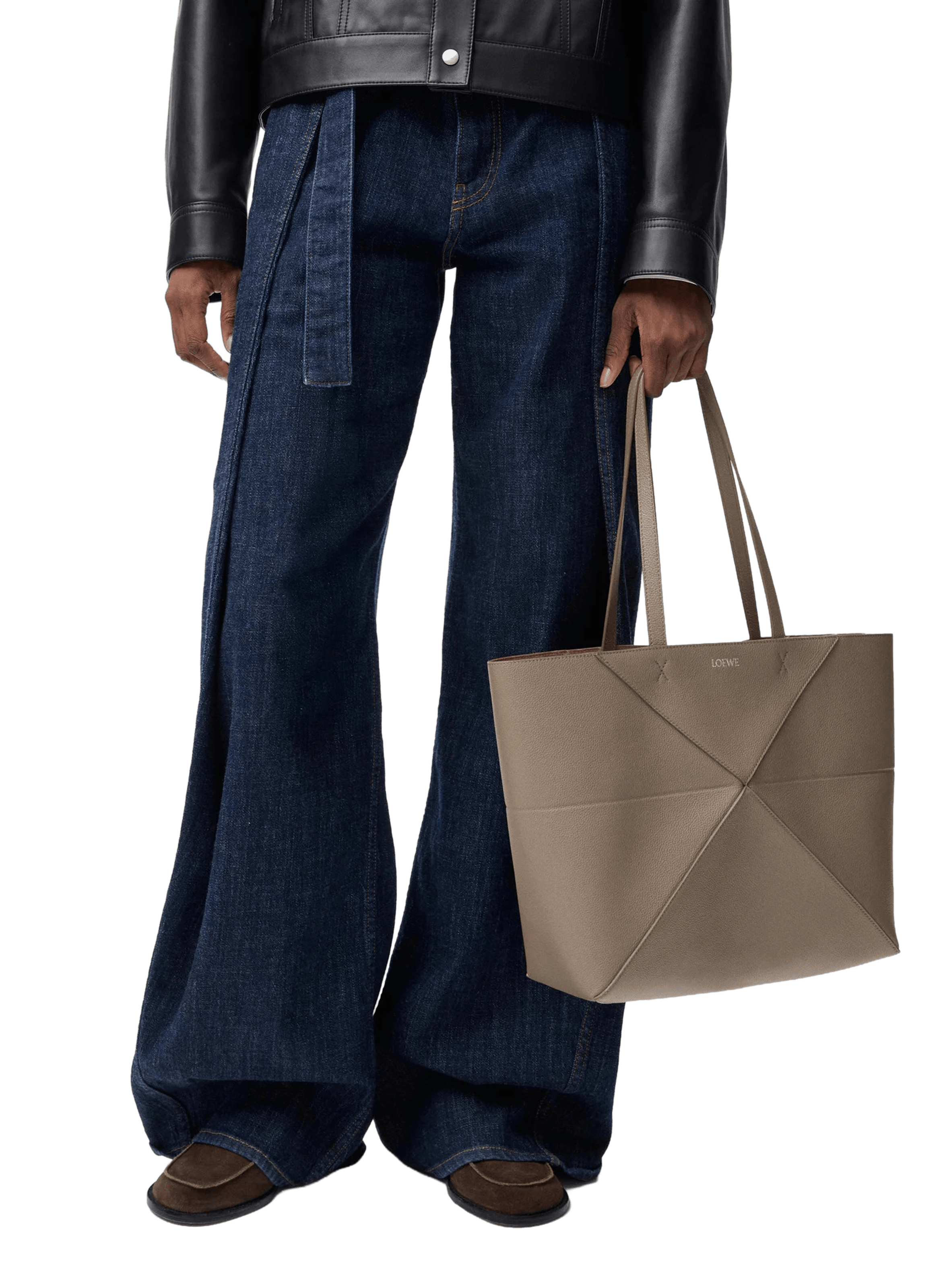 Medium horizontal Puzzle Fold tote in soft grained calf leather LOEWE Beige