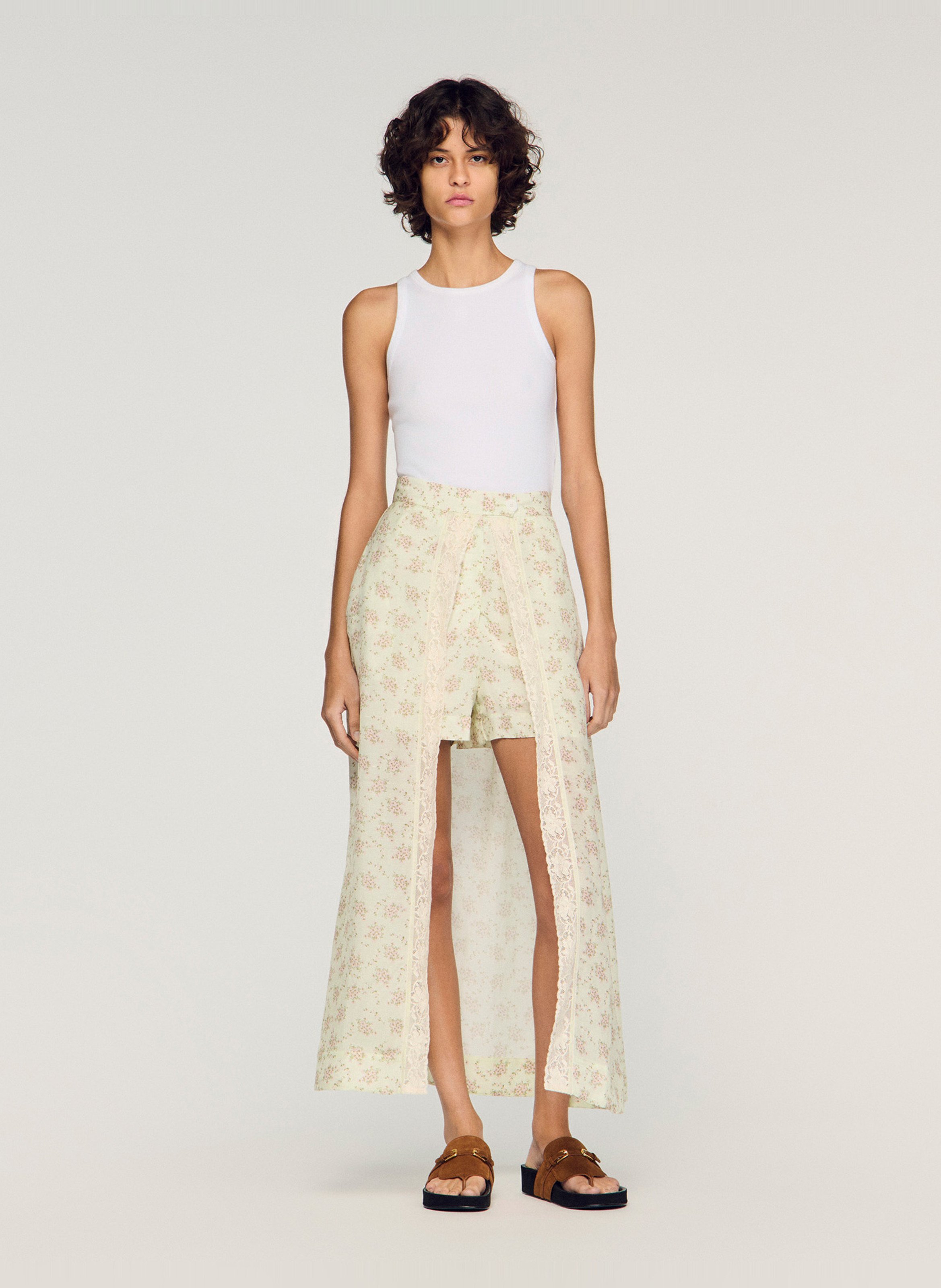 Jupe droite imprimée SANDRO Rose