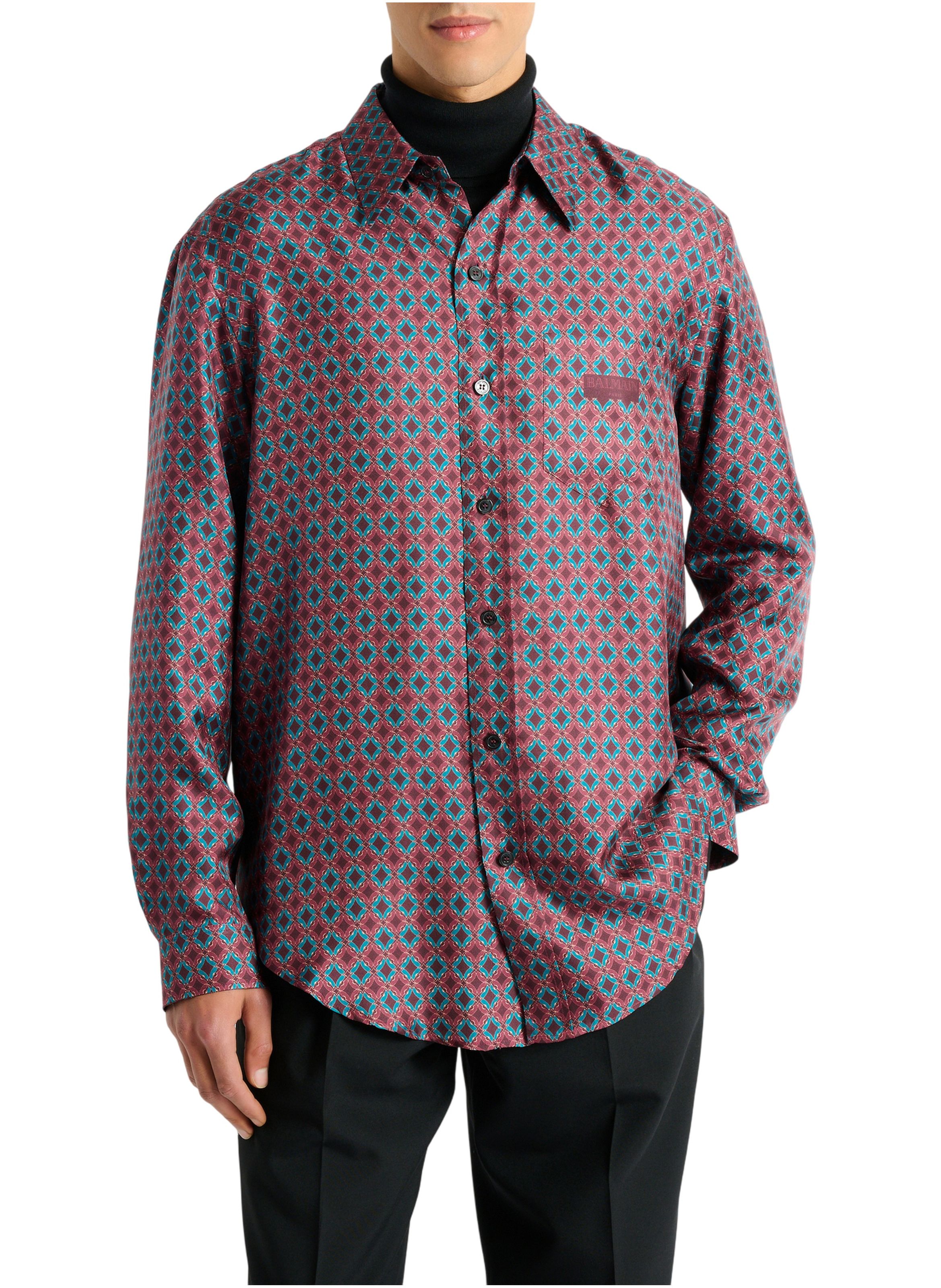 Chemise en soie imprimée BALMAIN Multicolore