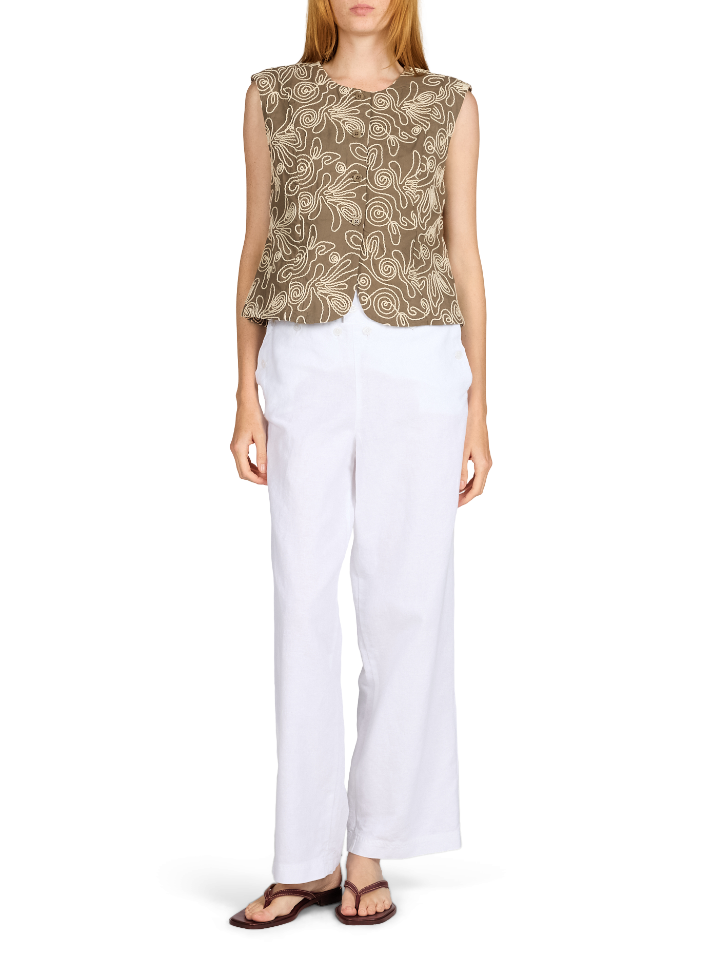 Pantaloni diritti Anna in cotone e lino GIMAGUAS Bianco