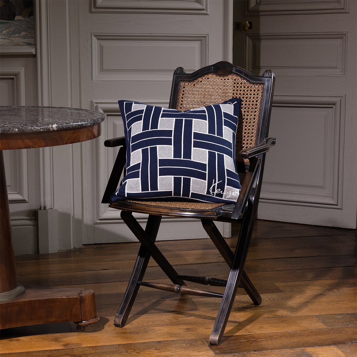 Housse de coussin en coton, k weave KENZO HOME Bleu