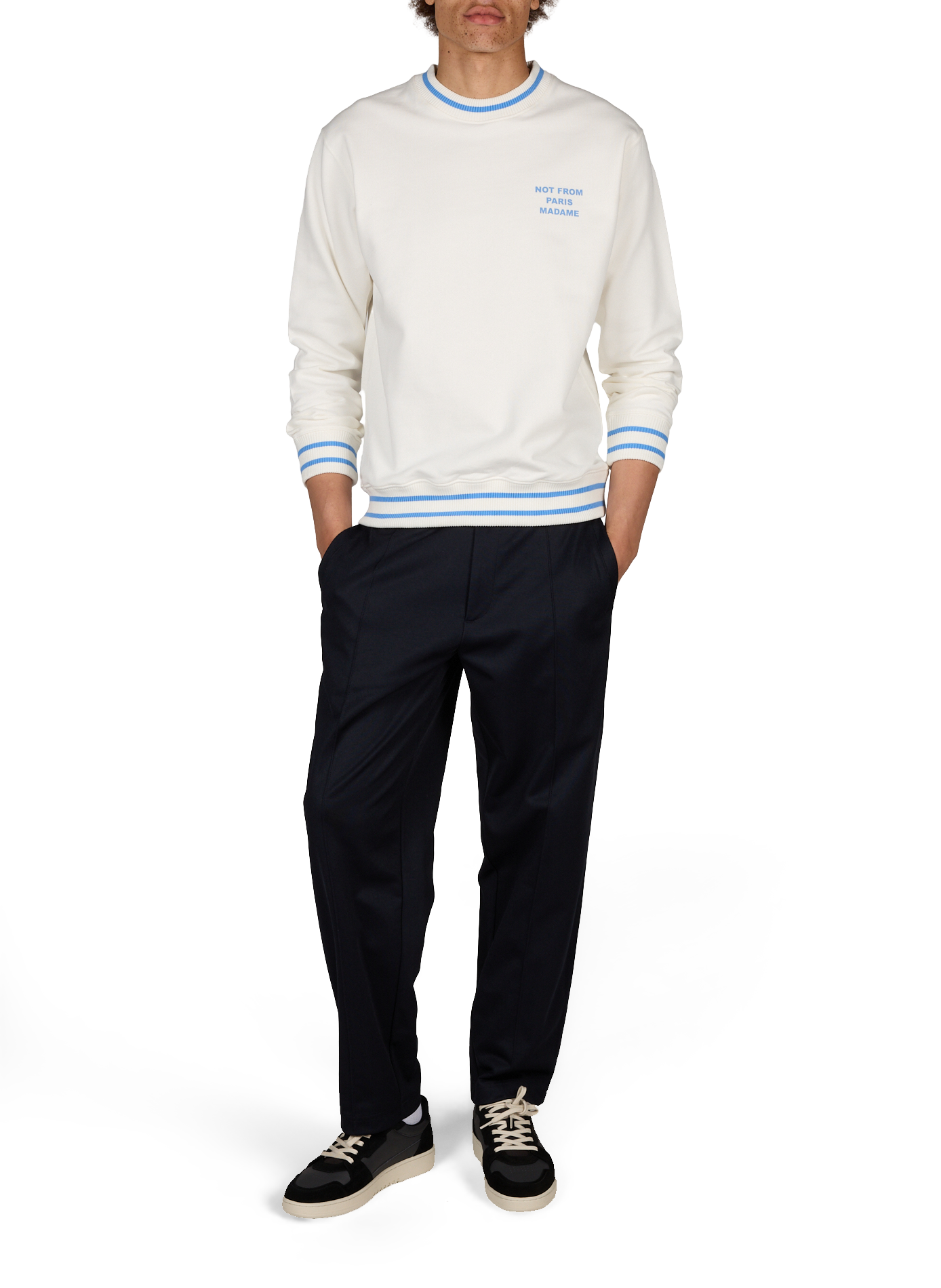 Straight logo cotton sweater DROLE DE MONSIEUR White