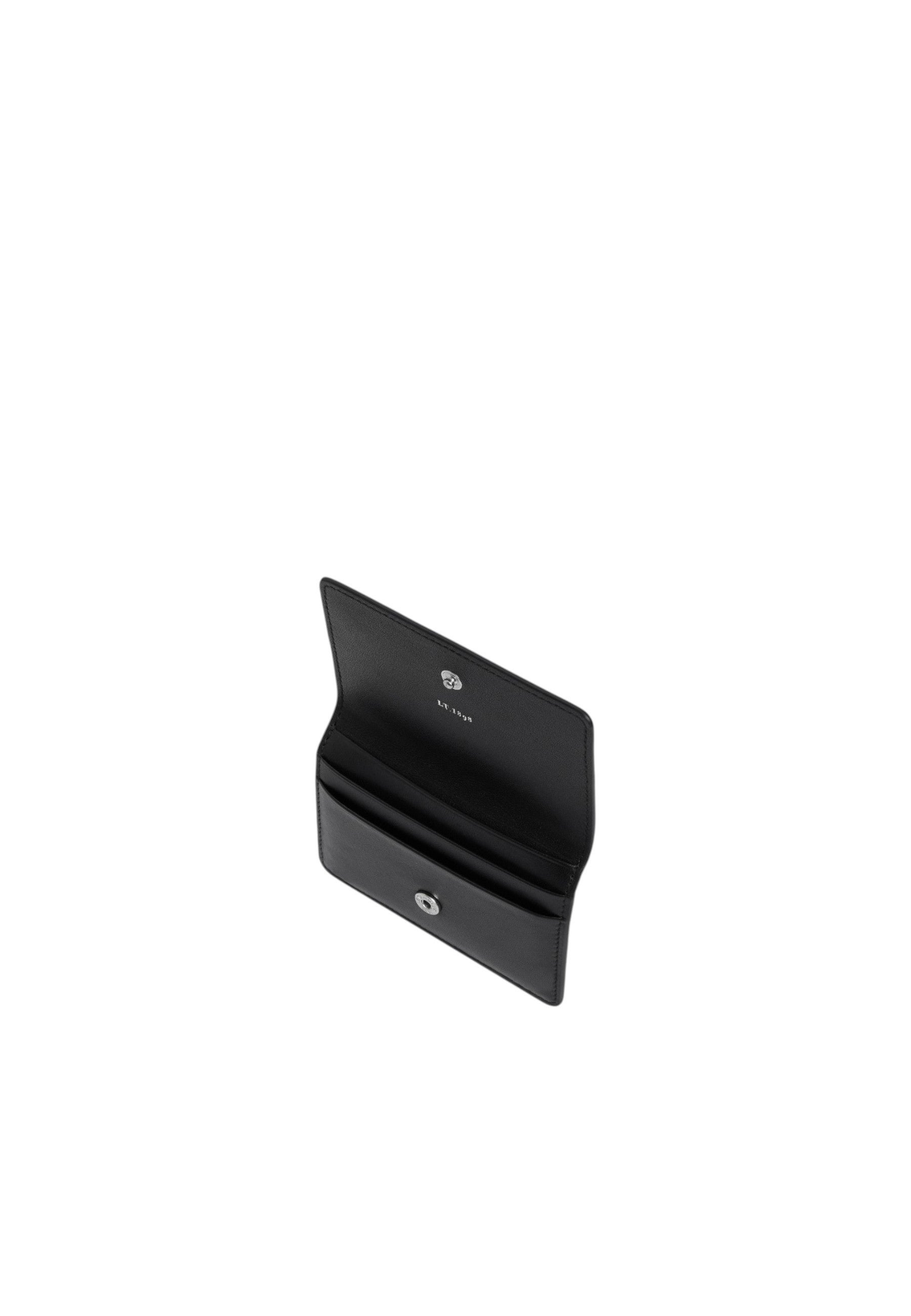 Petit porte cartes à rabat louison en cuir lisse LE TANNEUR Noir