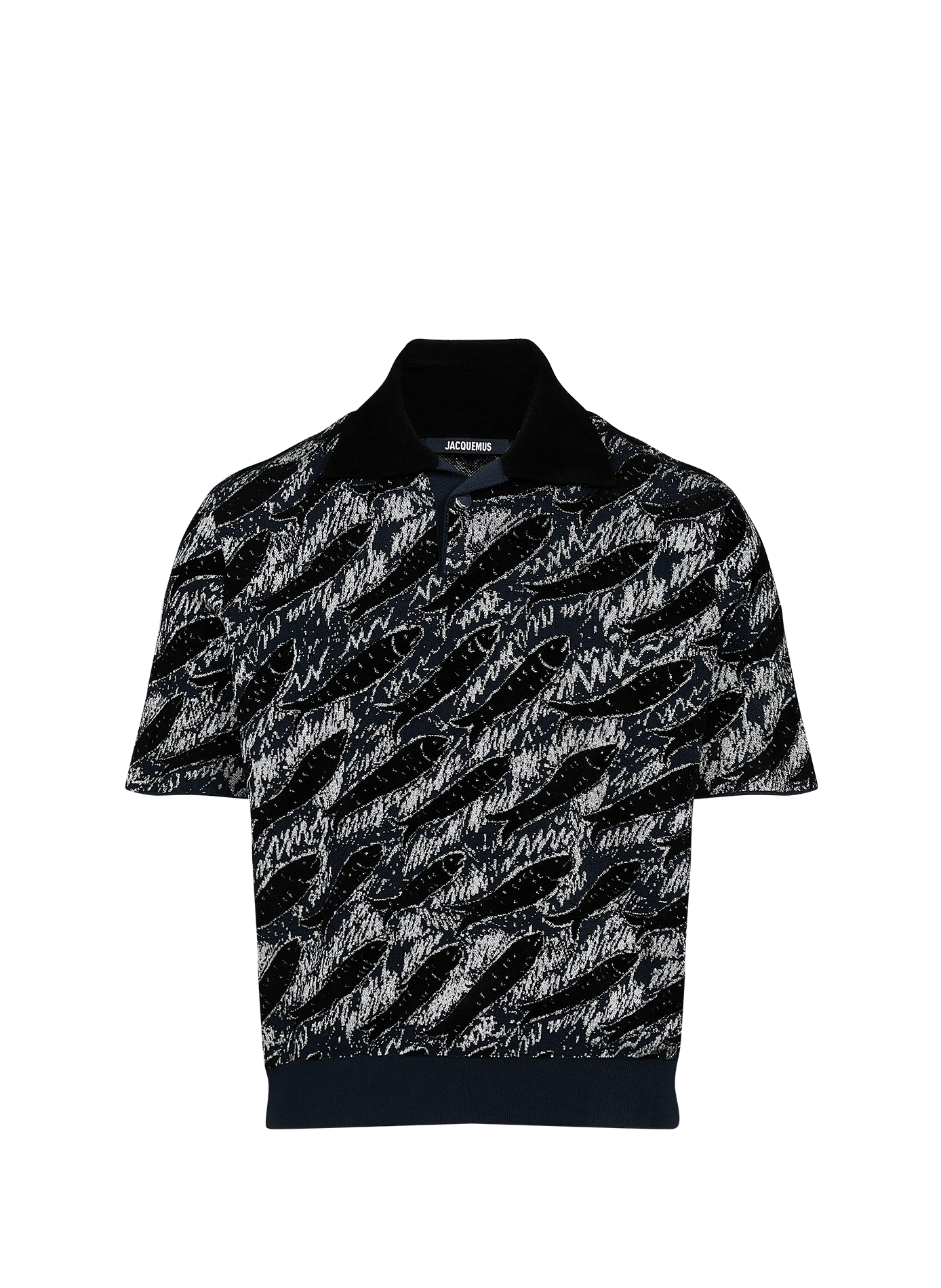 Polo manches courtes en jacquard JACQUEMUS Noir