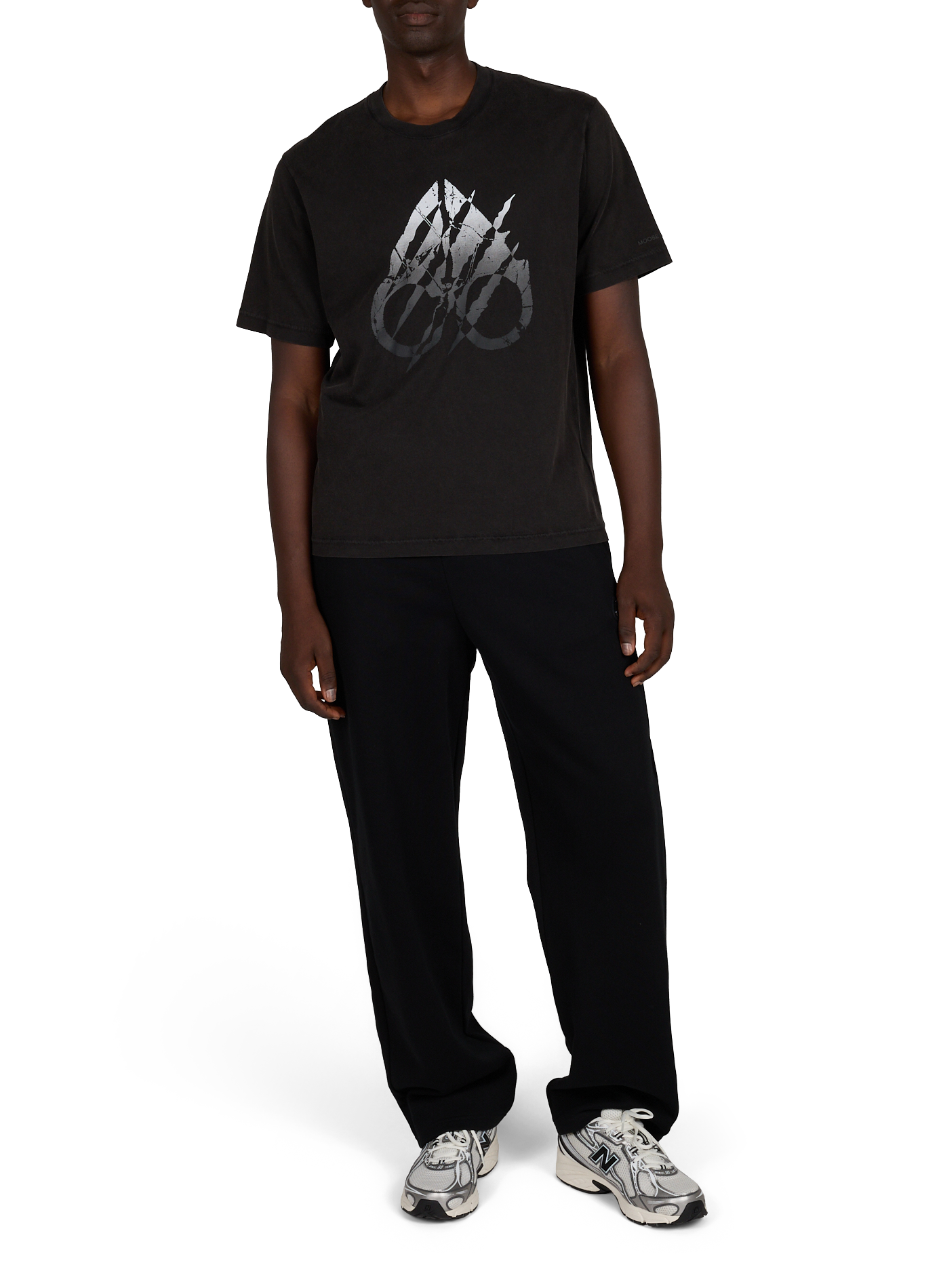 Oversized round neck cotton screen-printed t-shirt MOOSE KNUCKLES Black