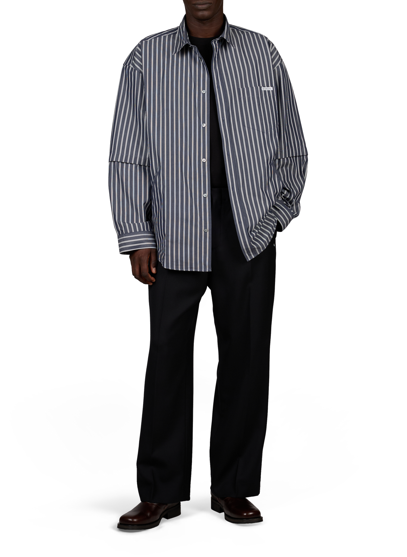 Chemise oversize col classique en coton rayé ACNE STUDIOS Bleu