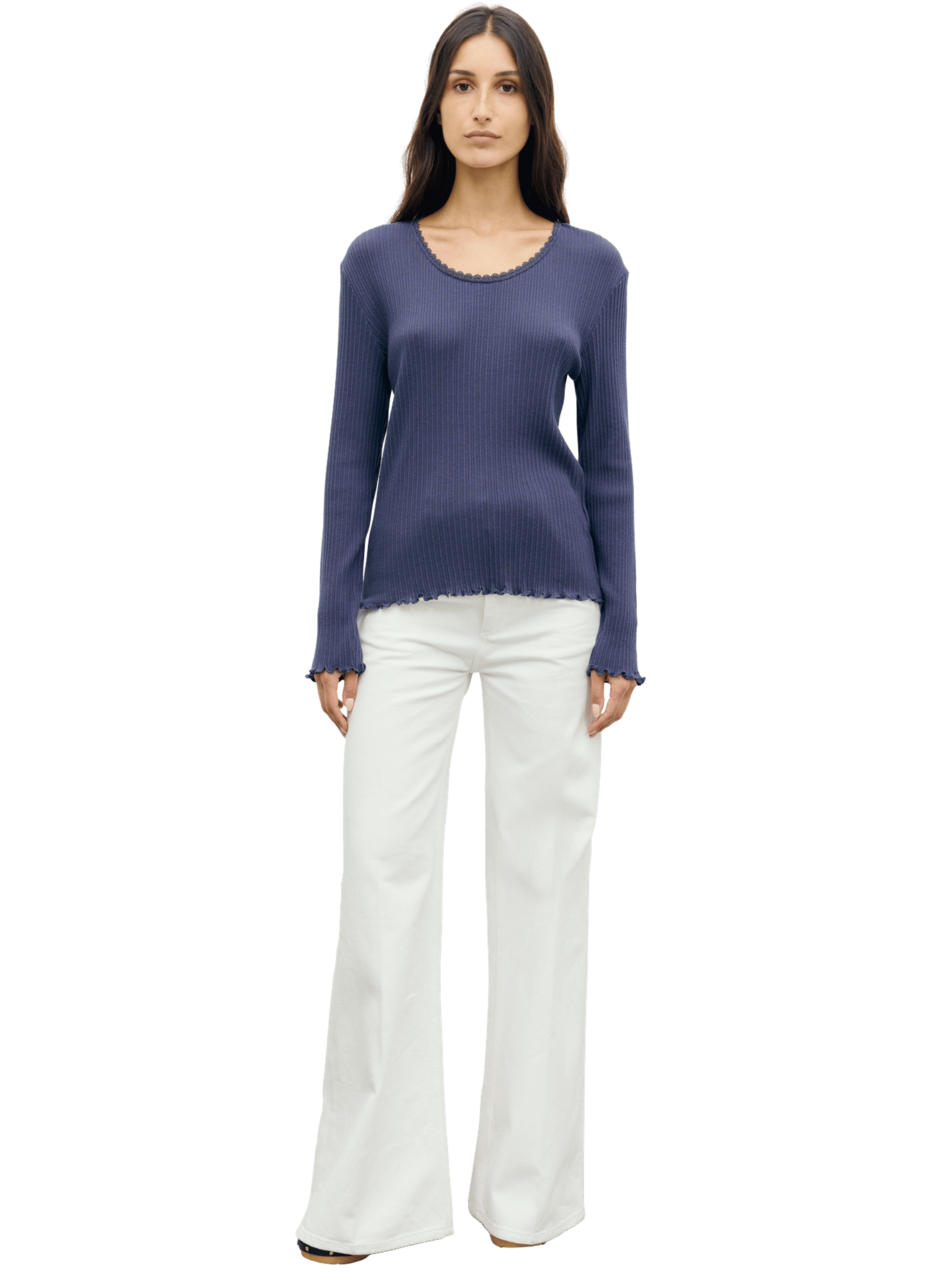 T-shirt dentelle en coton et modal - bona GERARD DAREL Bleu