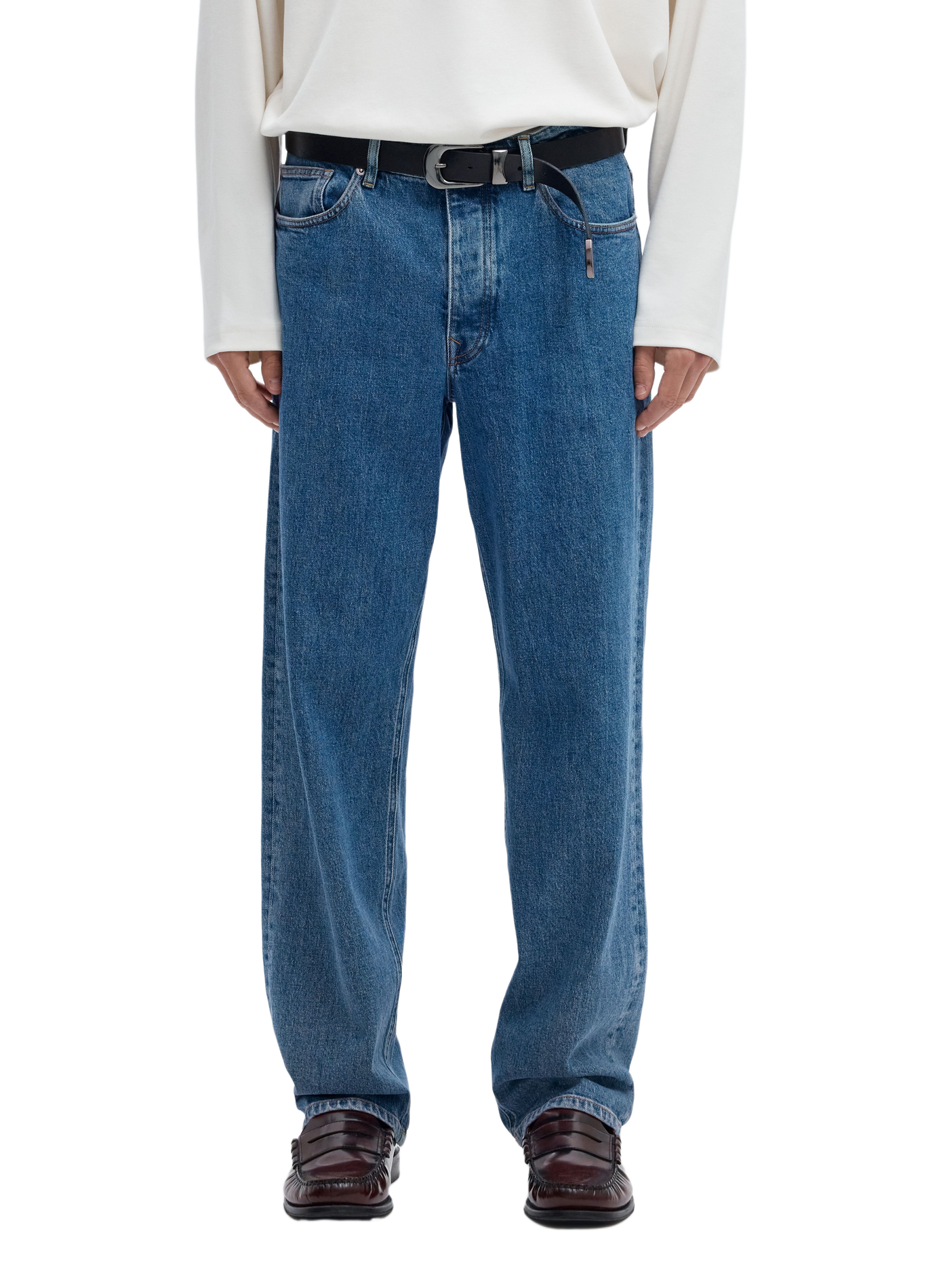 Rechte jeans van gemengd katoen SELECTED Blauw