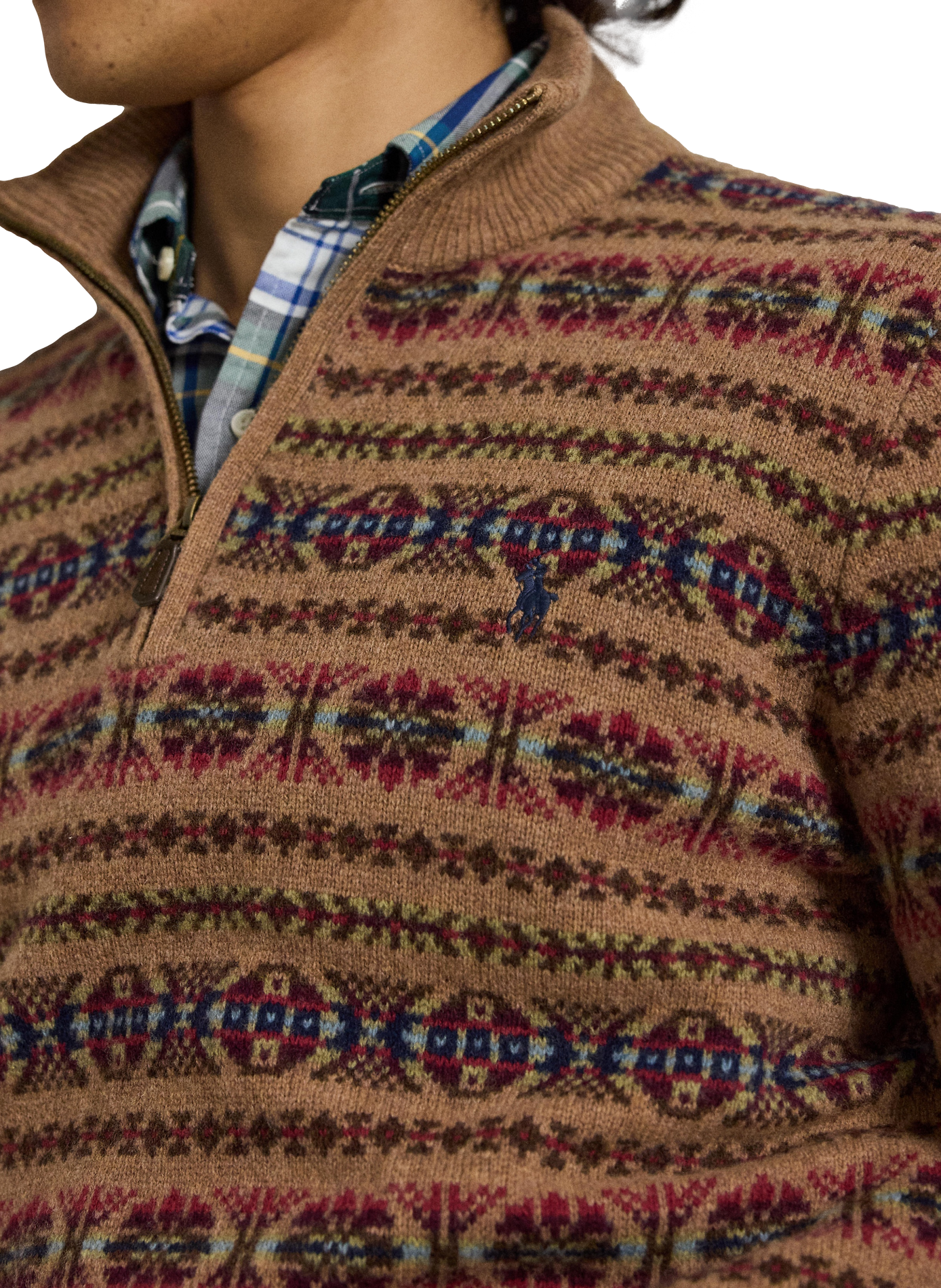 Sweat droit col camionneur imprimé en laine POLO RALPH LAUREN Multicolore