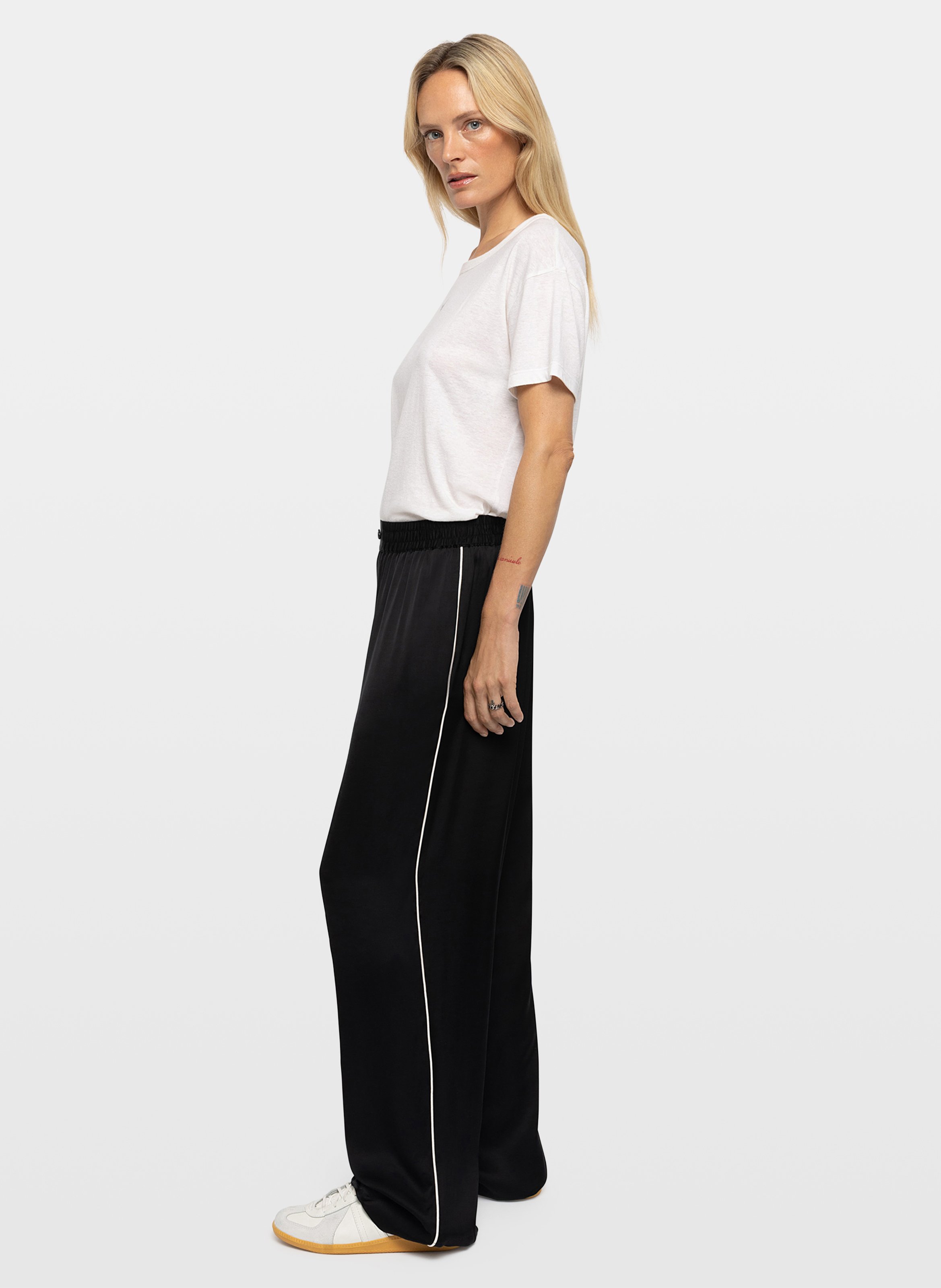 Pantalon large et fluide effet satin pin ZADIG&VOLTAIRE Noir