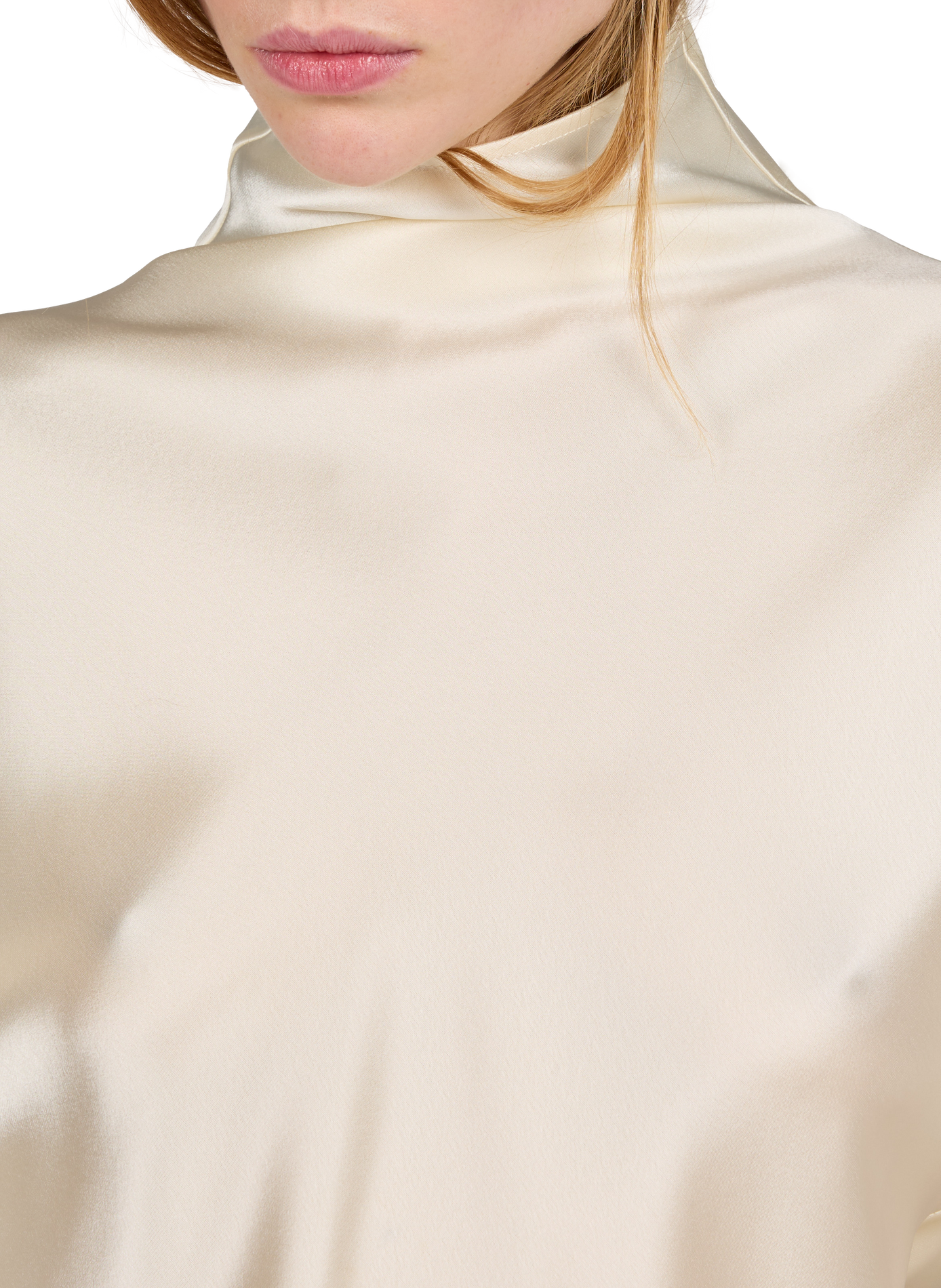 High-neck satin blouse ALMADA Beige