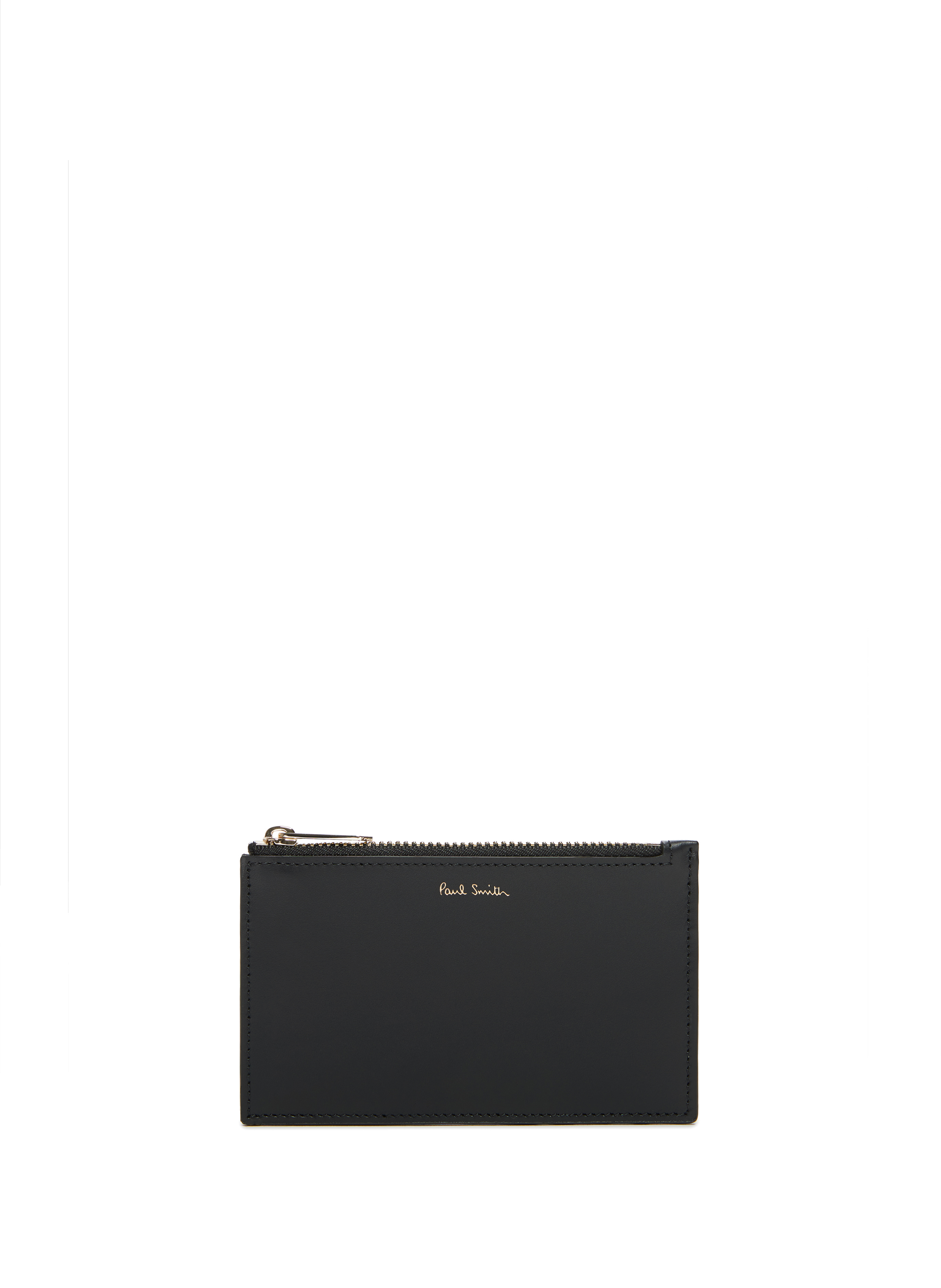 PAUL SMITH Porte-cartes avec Liseré Signature Stripe en cuir Noir
