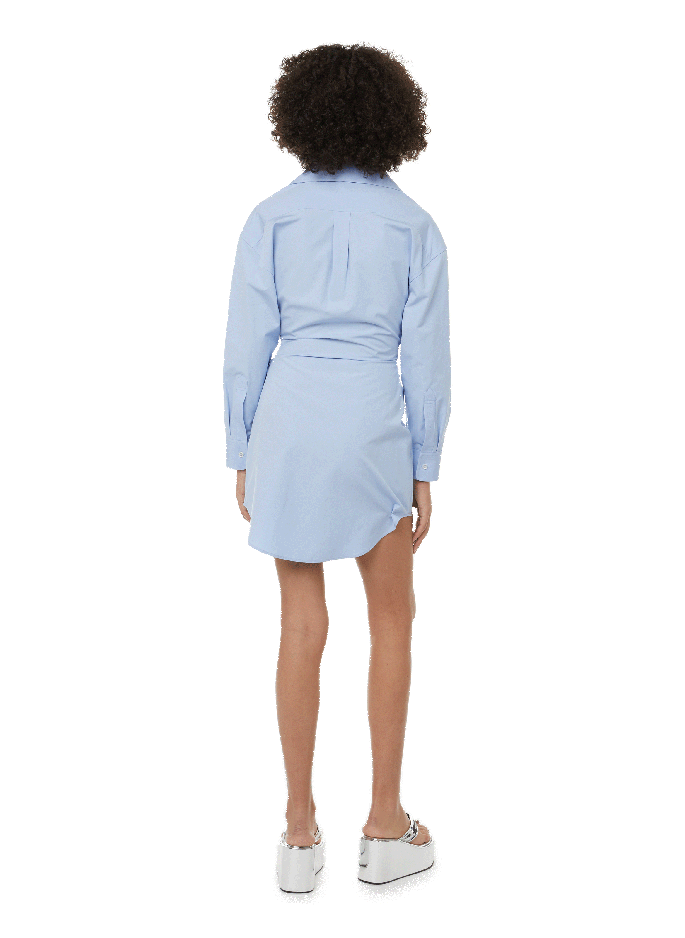 Robe courte torsadée en coton ALEXANDER WANG Bleu