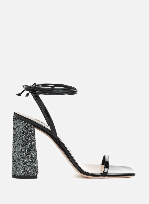 Black leather heeled sandalsMIU MIU 