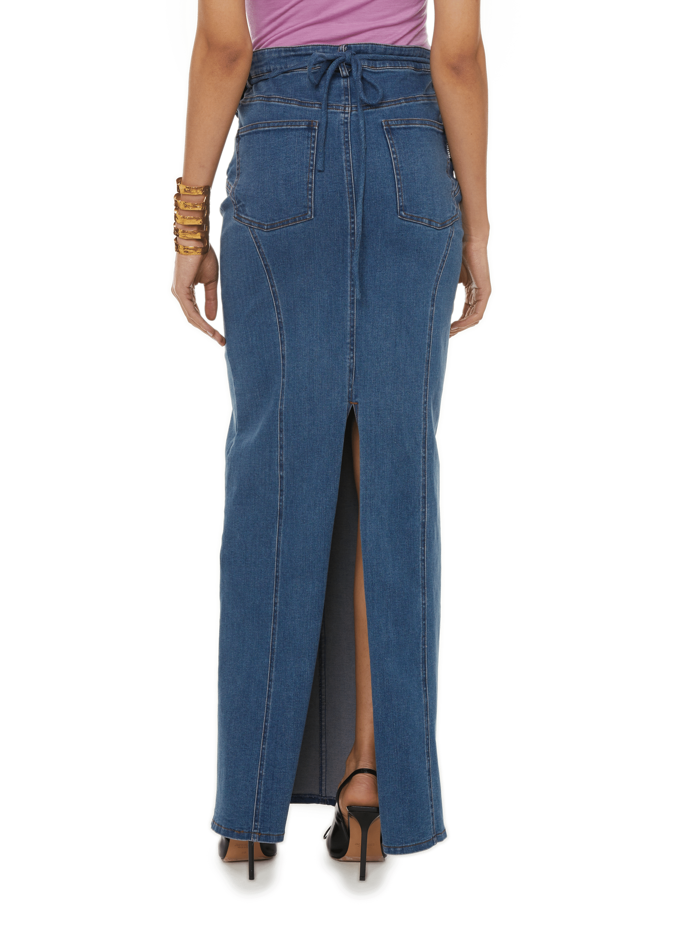 Jupe longue en jean ROTATE Bleu