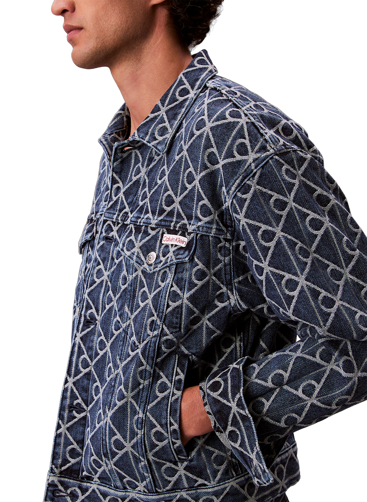 Logo-embroidered denim jacket CALVIN KLEIN Blue