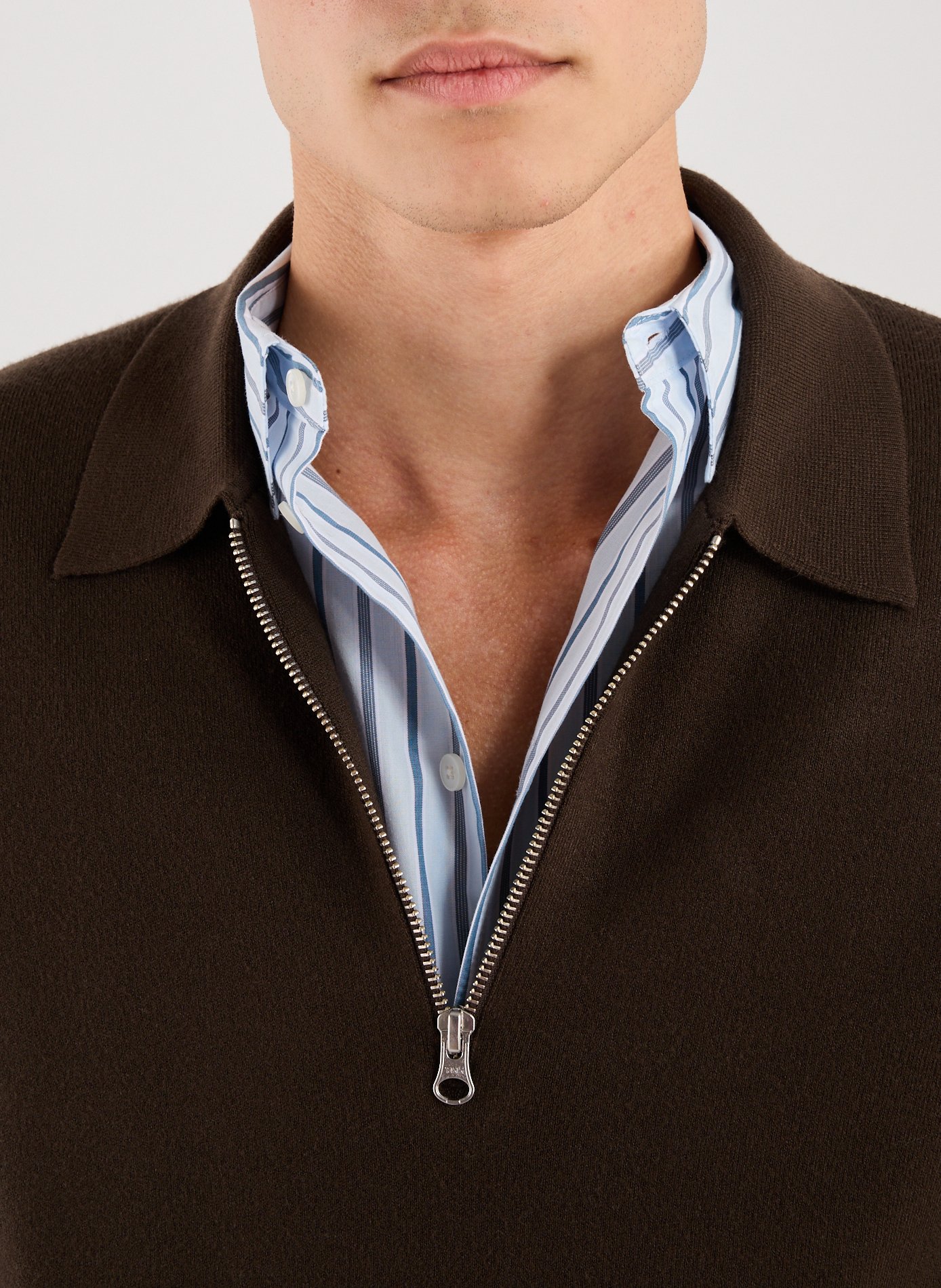 Pull polo droit à col classique SAMSOE SAMSOE Marron