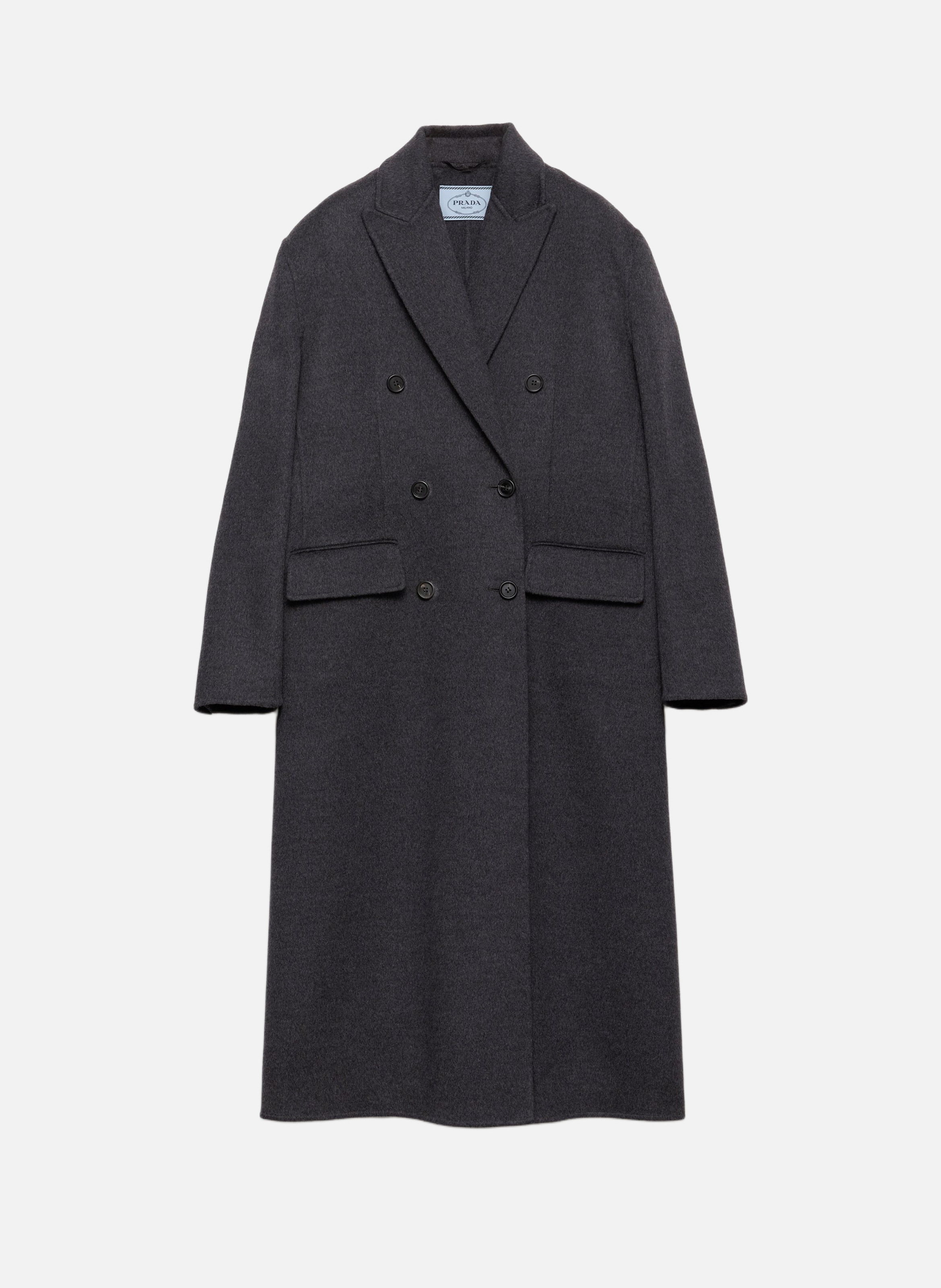 Manteau croisé en cachemire double et laine PRADA Gris