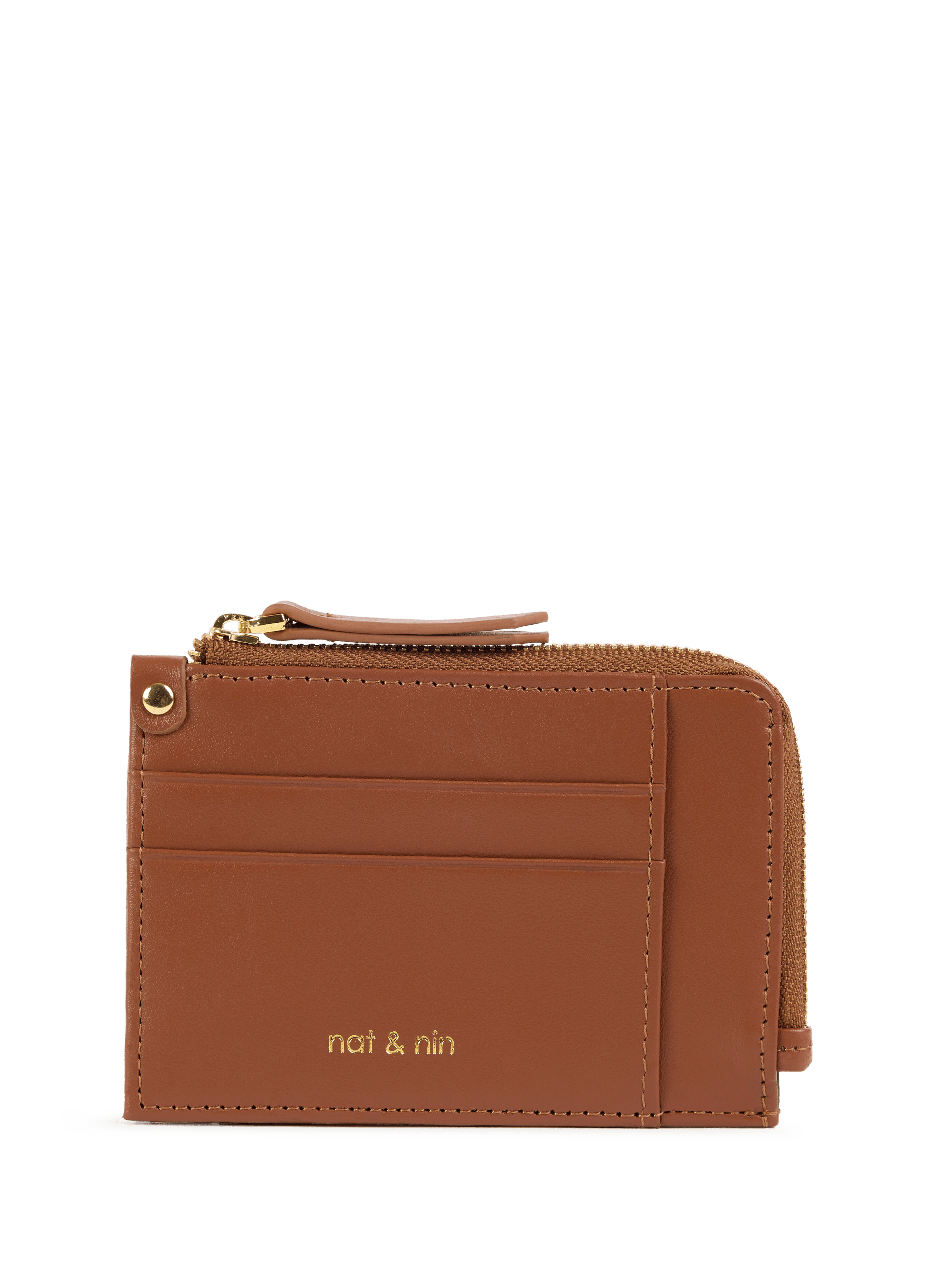 NAT & NIN Porte-cartes en cuir de vachette Marron