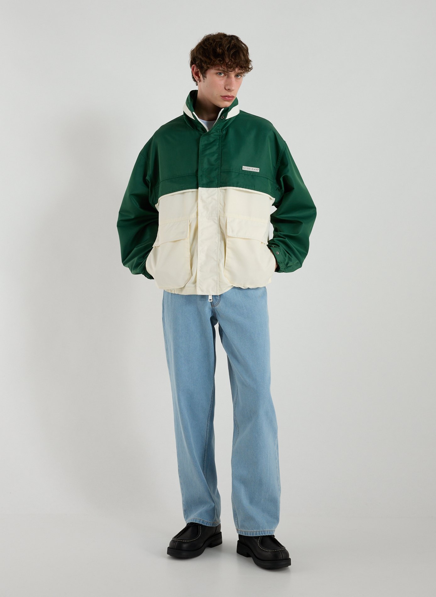 Windbreaker jacket with hood GUESS Green