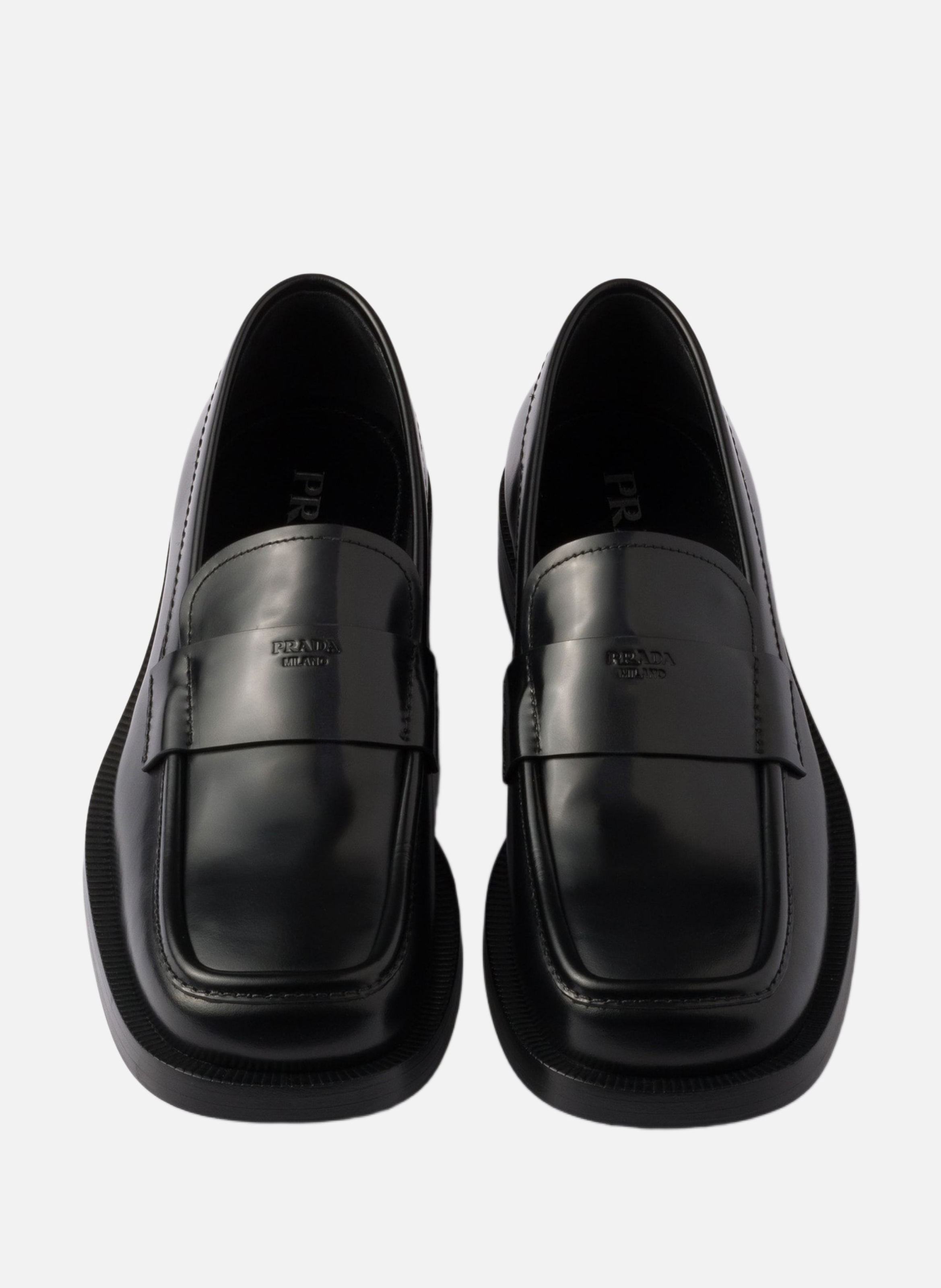 Mocassins en cuir brossé PRADA Noir