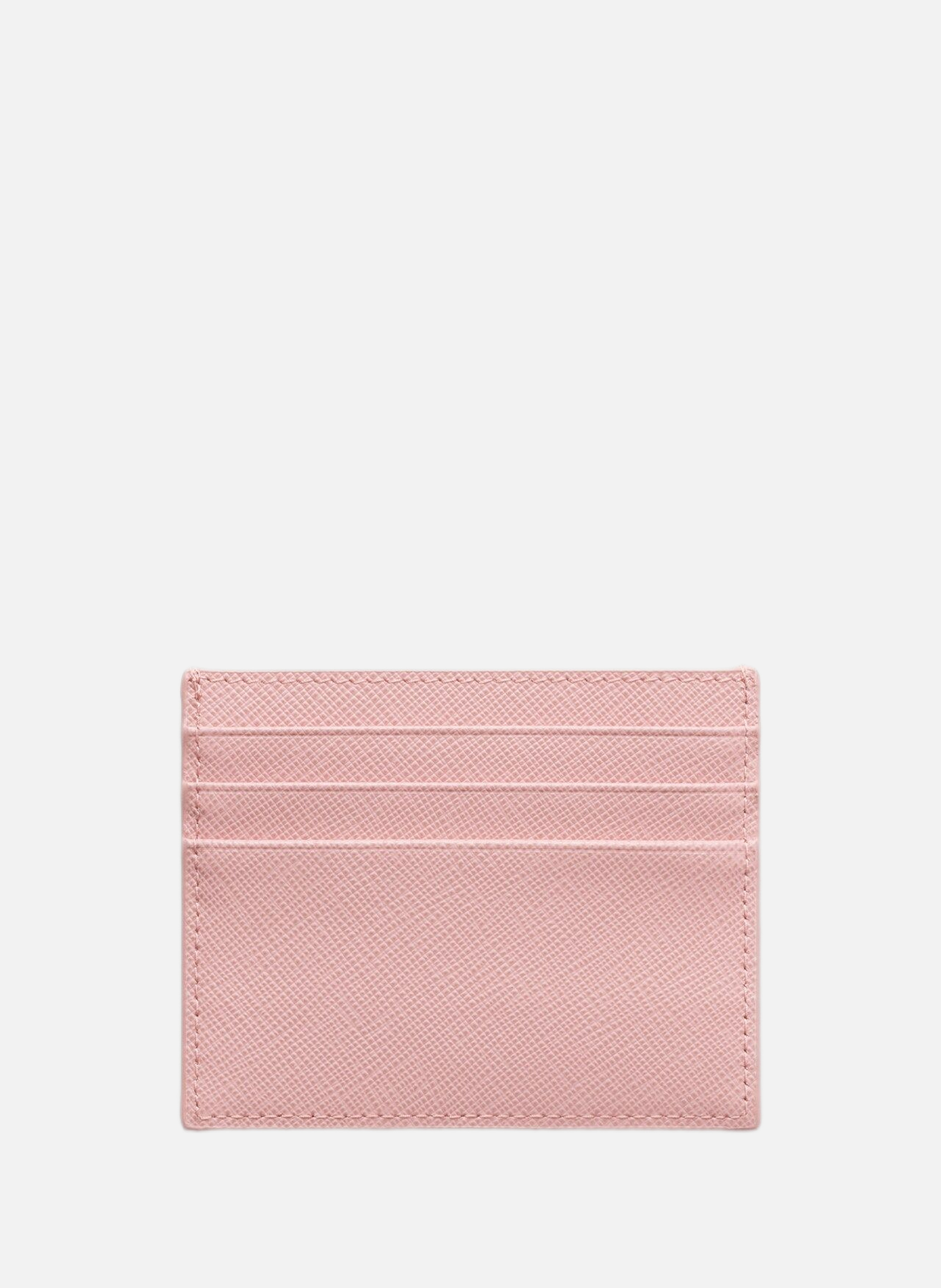 Porte-cartes en cuir saffiano PRADA Rose