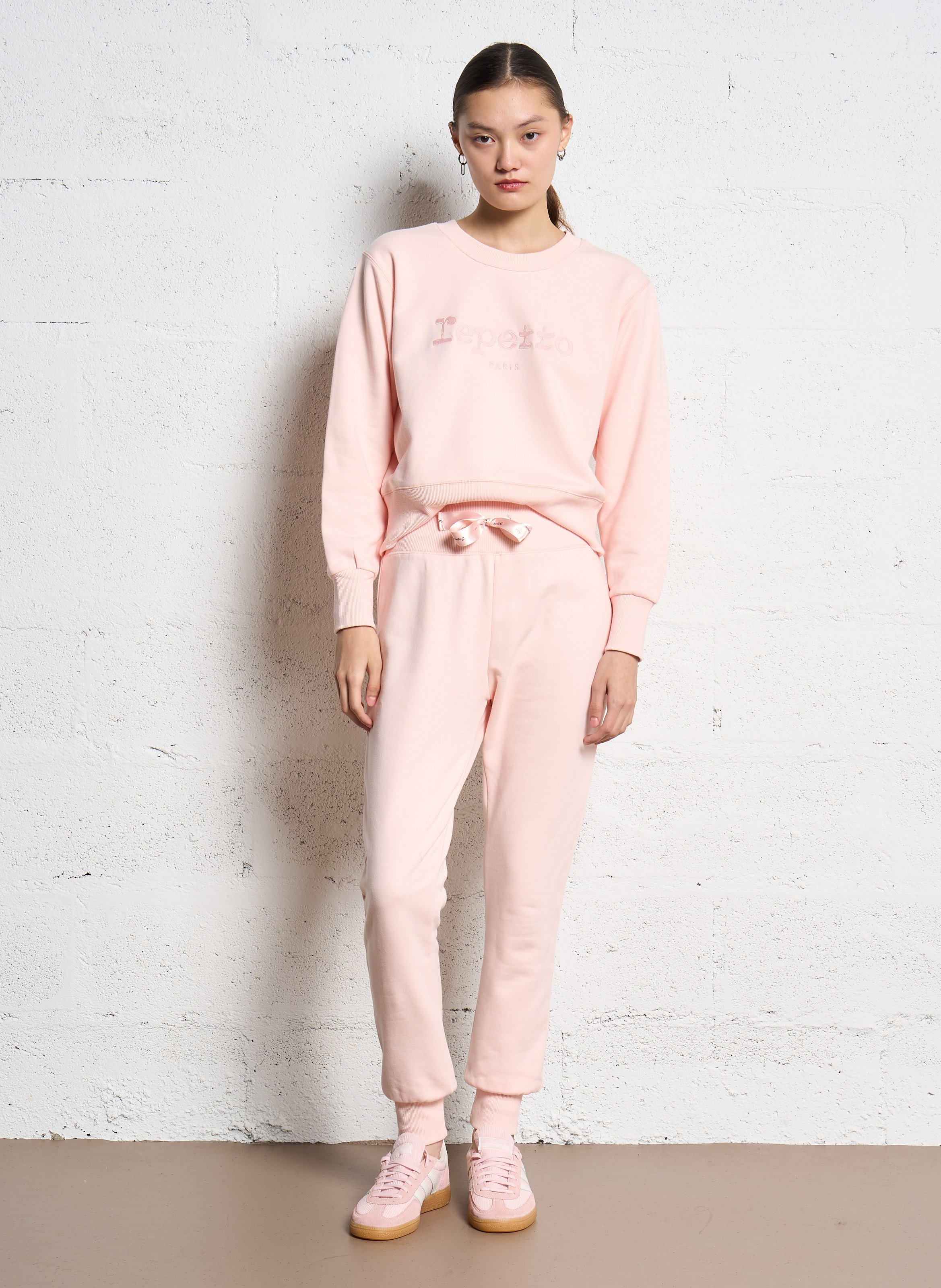 Sweatshirt col rond en coton brodé REPETTO Rose