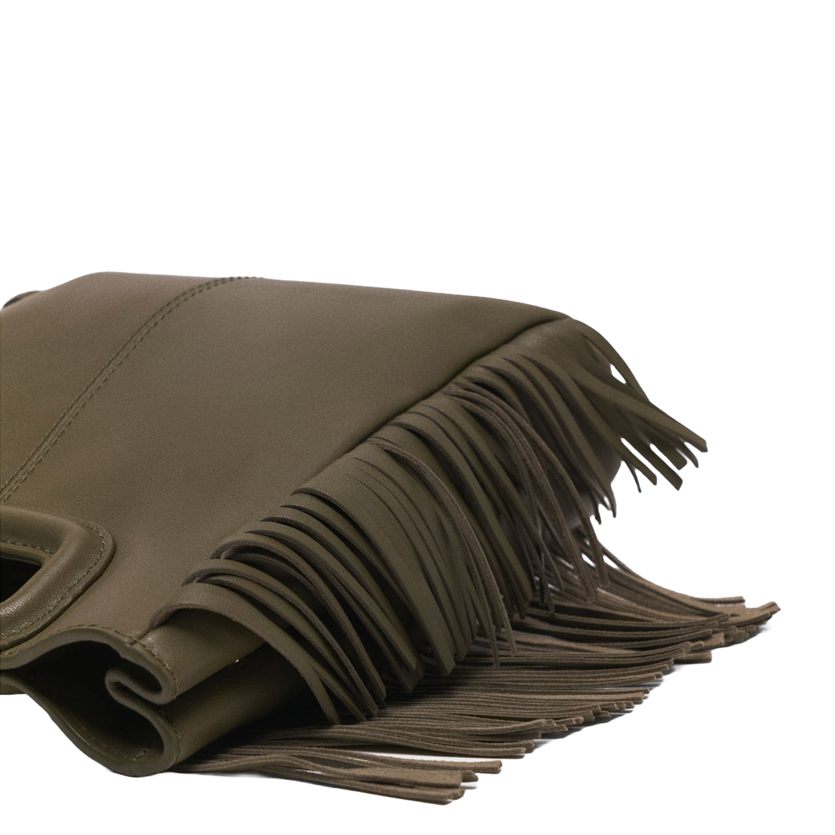 Sac bandoulière en cuir lisse m MAJE Kaki