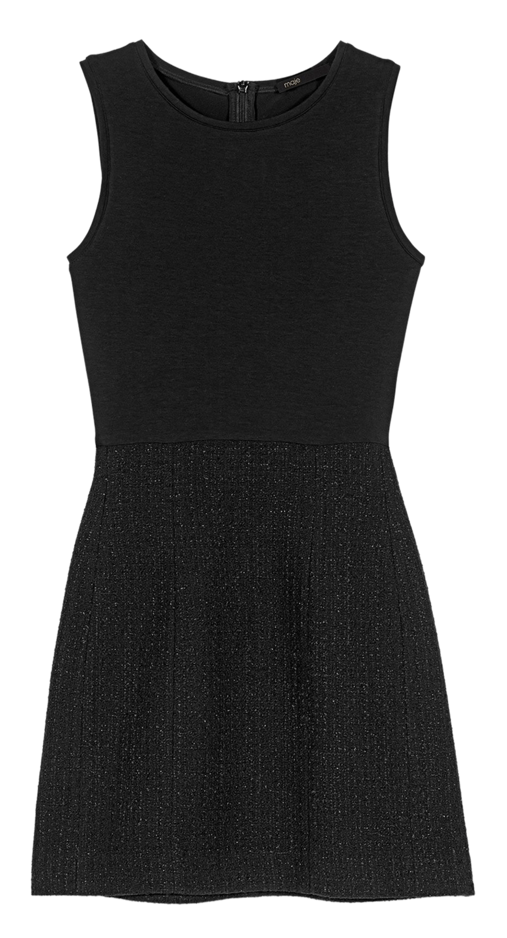 Robe courte col rond en coton mélangé MAJE Noir